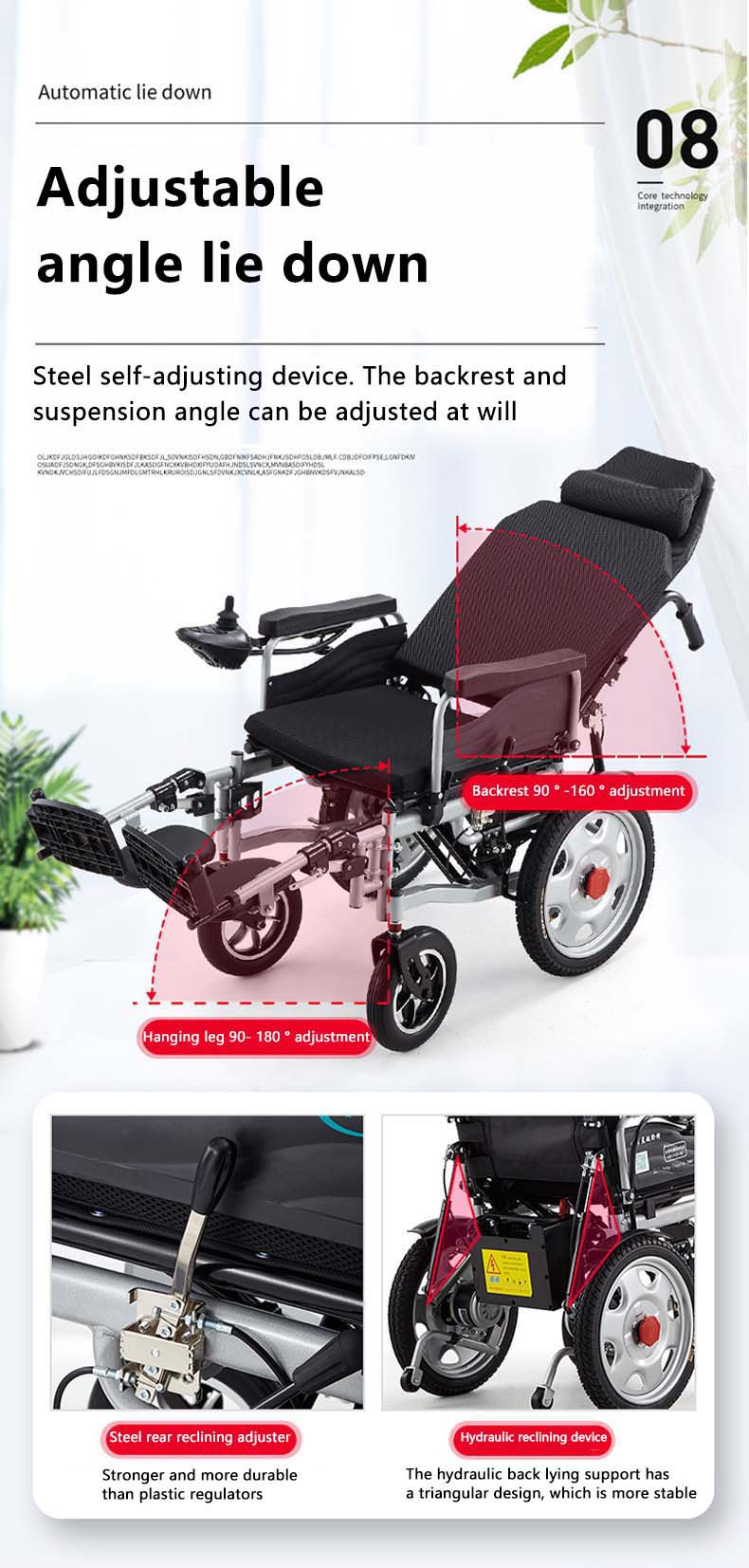 Electric Wheelchair Foldable Lightweight Four Wheel Walker Elderly