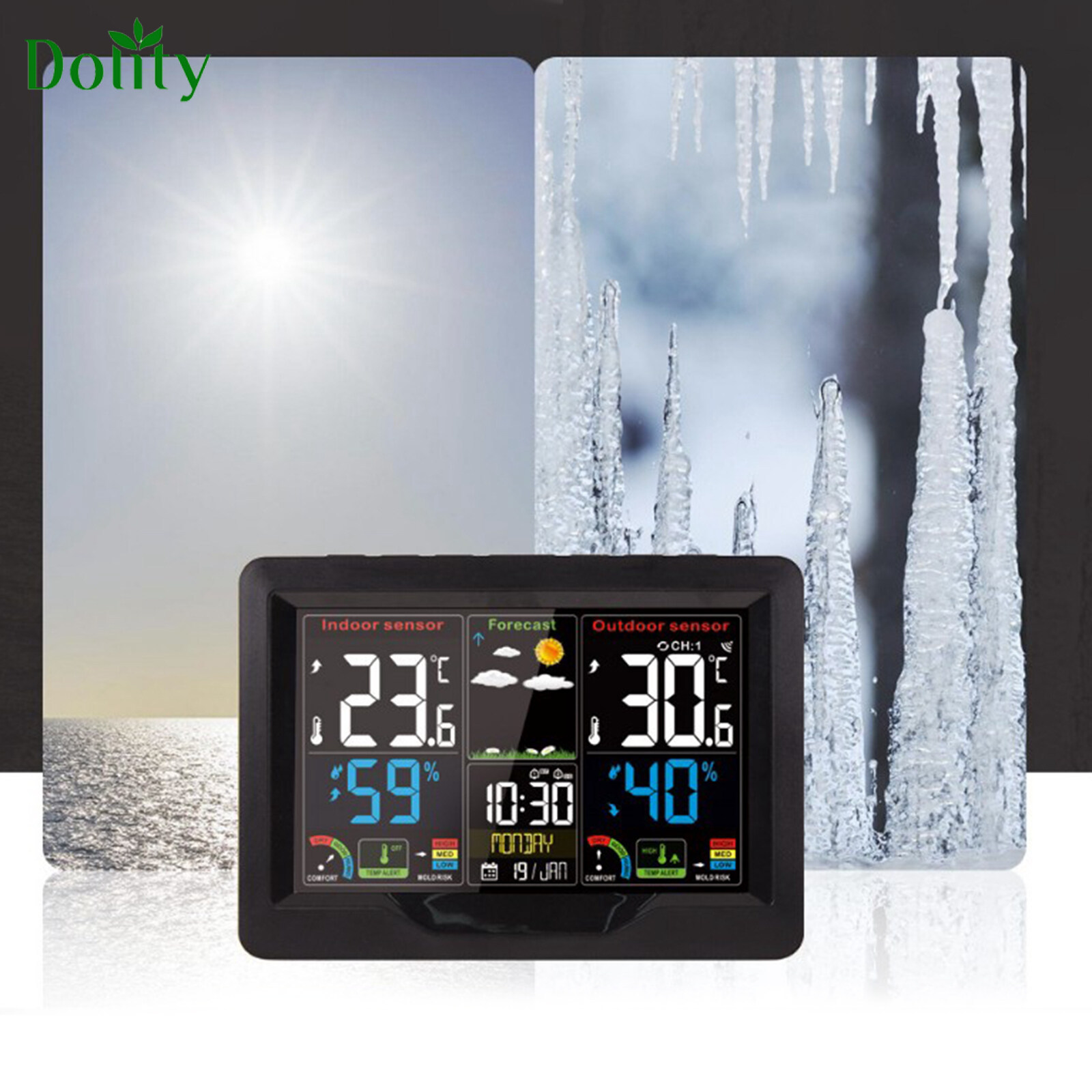 Dolity Wireless Weather Station Lcd Display Indoor Outdoor Temperature