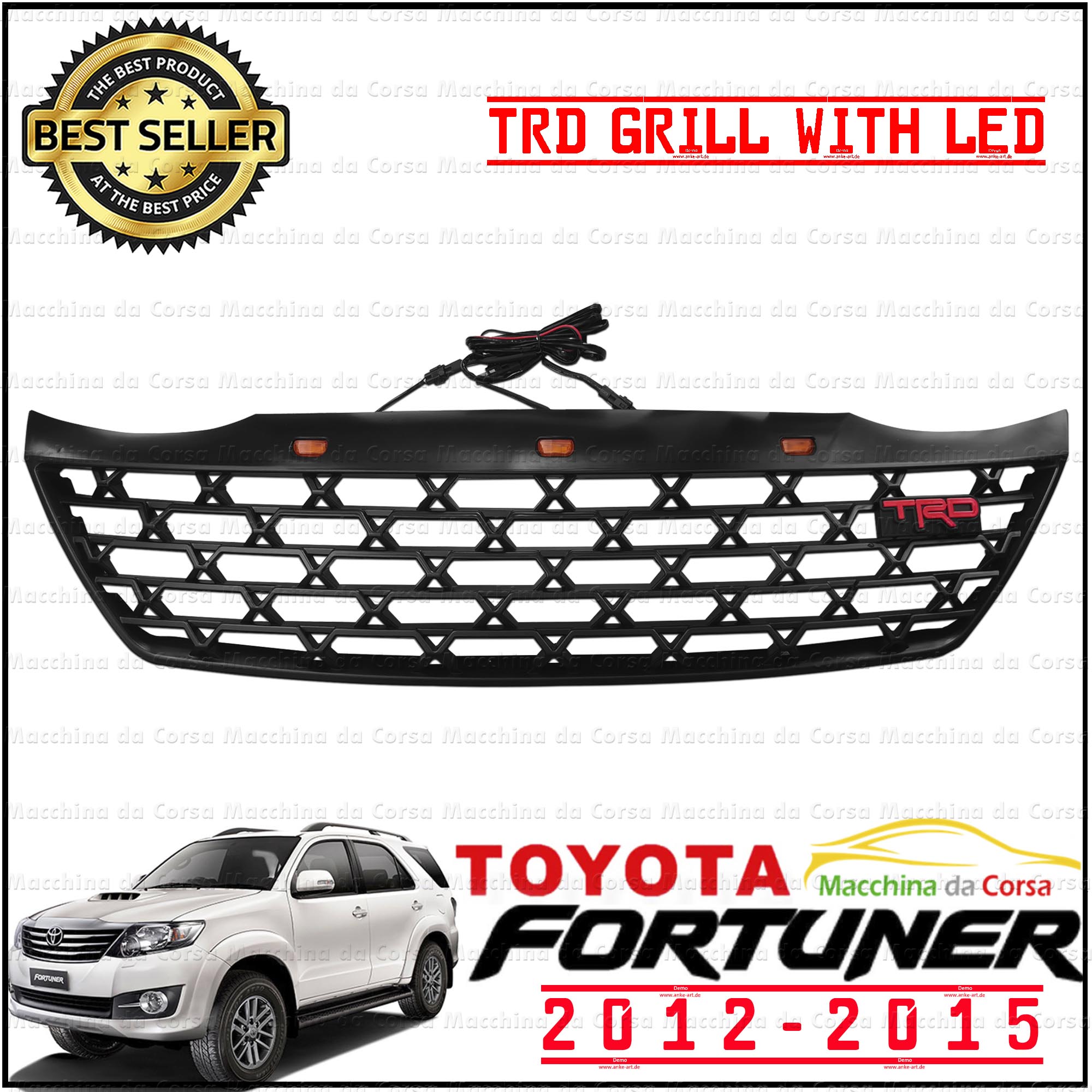 Toyota Fortuner 2012 2015 TRD Front Grill With LED TRD Logo Included