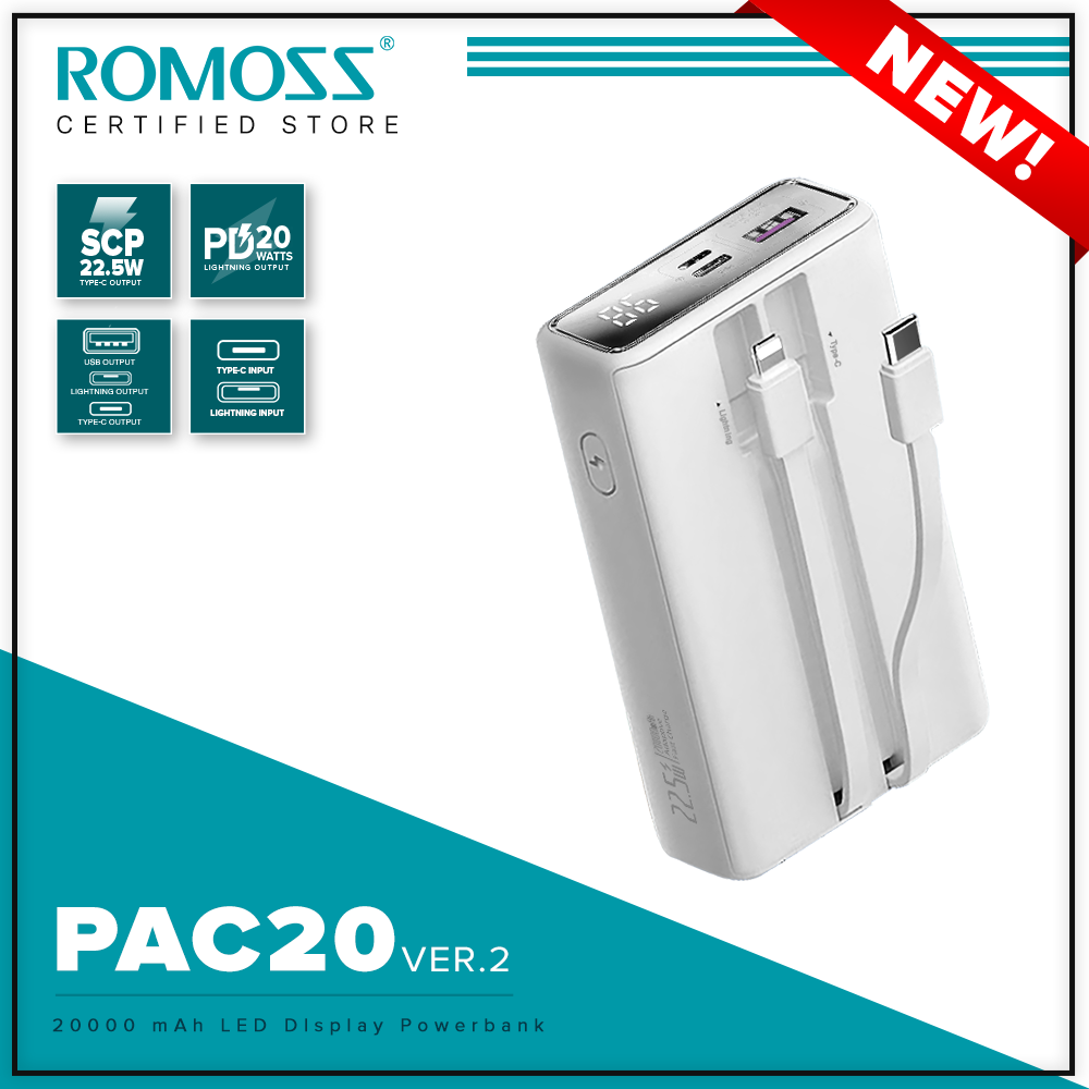 Romoss Mah Led Digital Display Powerbank Pd Qc Fcp Scp W W