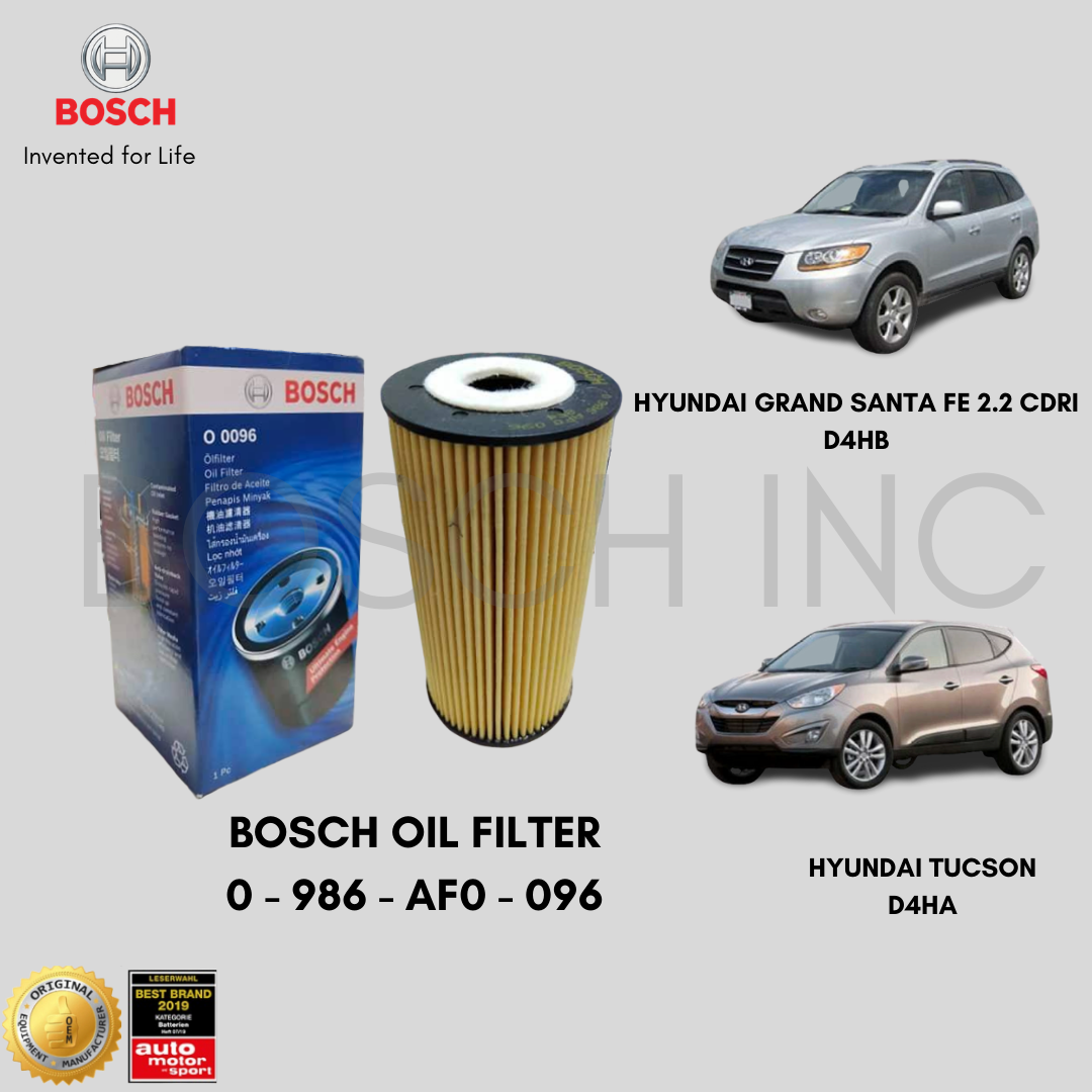 Bosch Oil Filter O For Hyundai Grand Santa Fe Crdi Hyundai