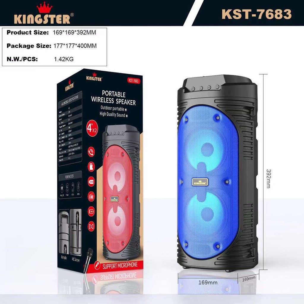 Kst Kingster Super Bass Karaoke Wireless Bluetooth Portable