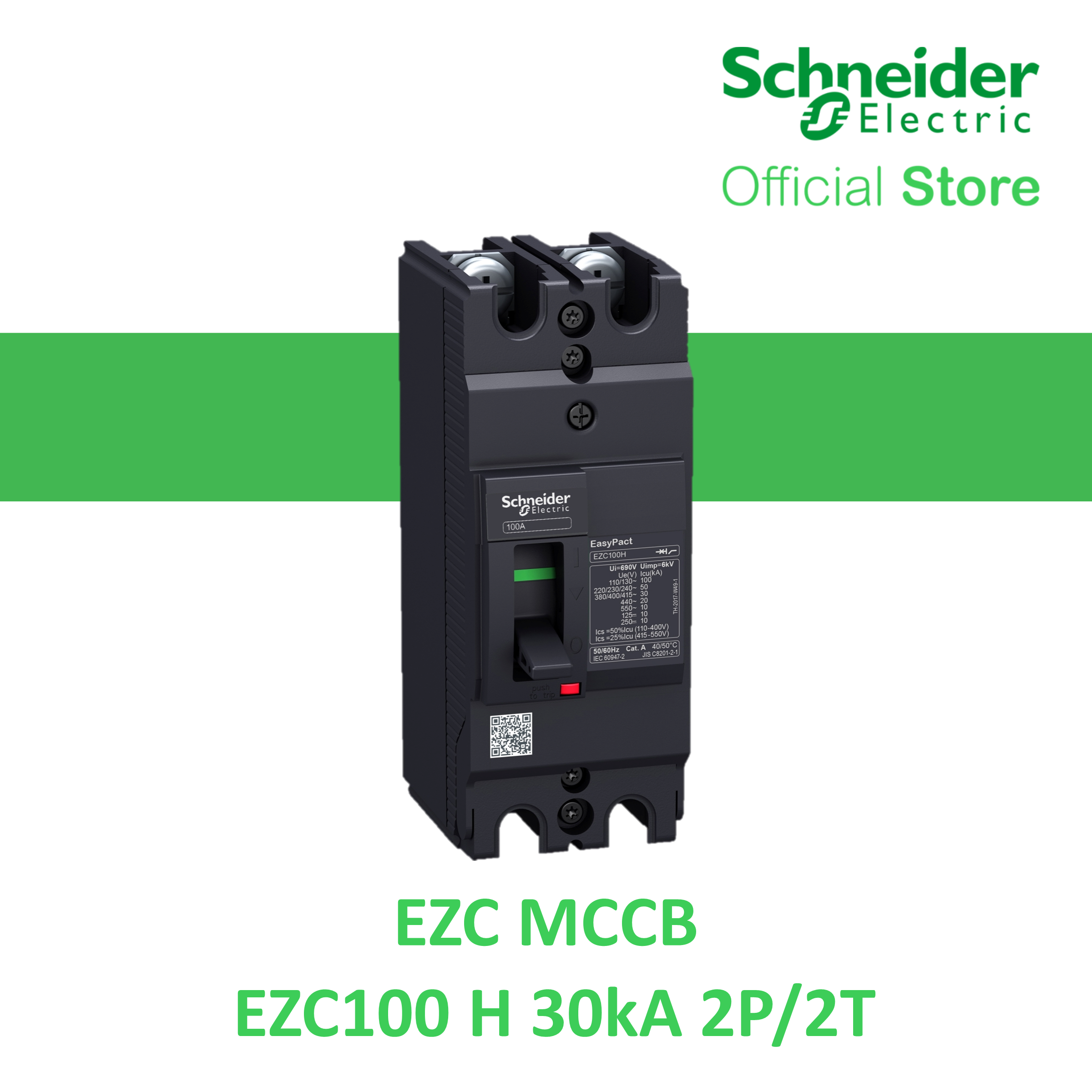 Schneider EasyPact EZC100H TMD 2P 2T 40A 40kA Circuit Breaker