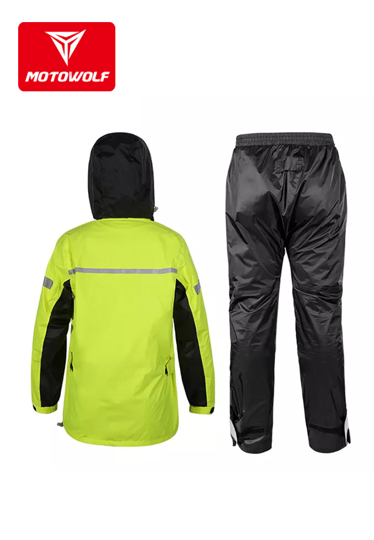 Motowolf Mdl T Nylon Raincoat Jacket And Pants Size Large Neon