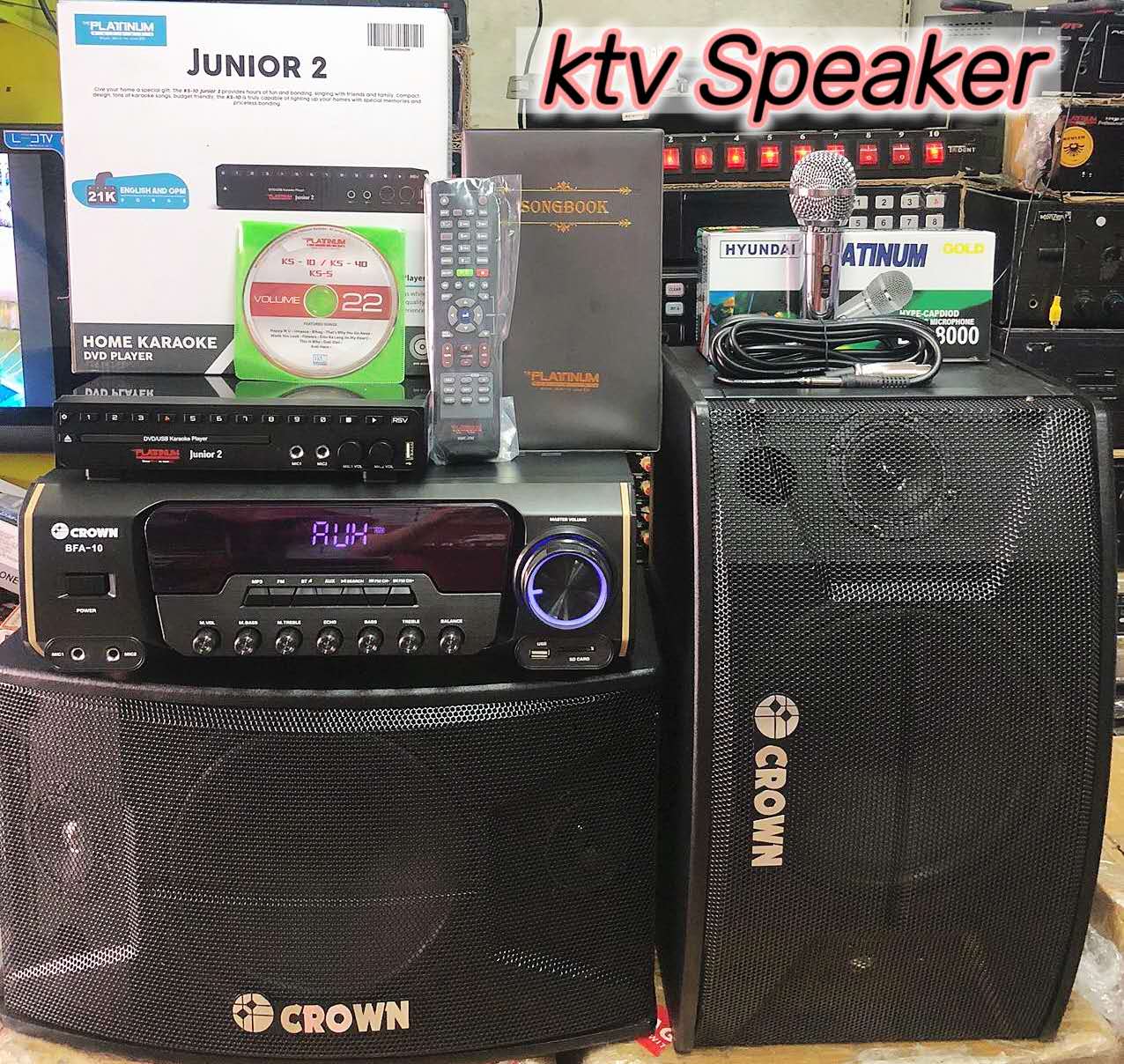 Videoke Karaoke Crown BFA 10 Baffles With Amplifier And Platinum KS10