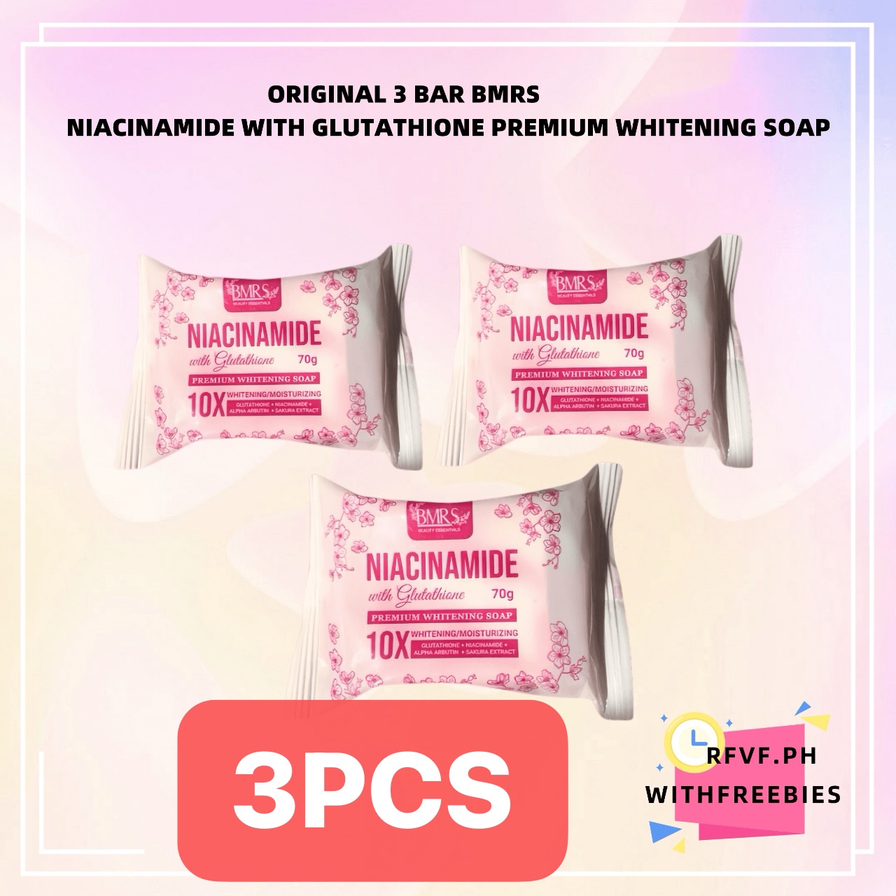 ORIGINAL 3 BAR BMRS NIACINAMIDE With GLUTATHIONE PREMIUM WHITENING SOAP