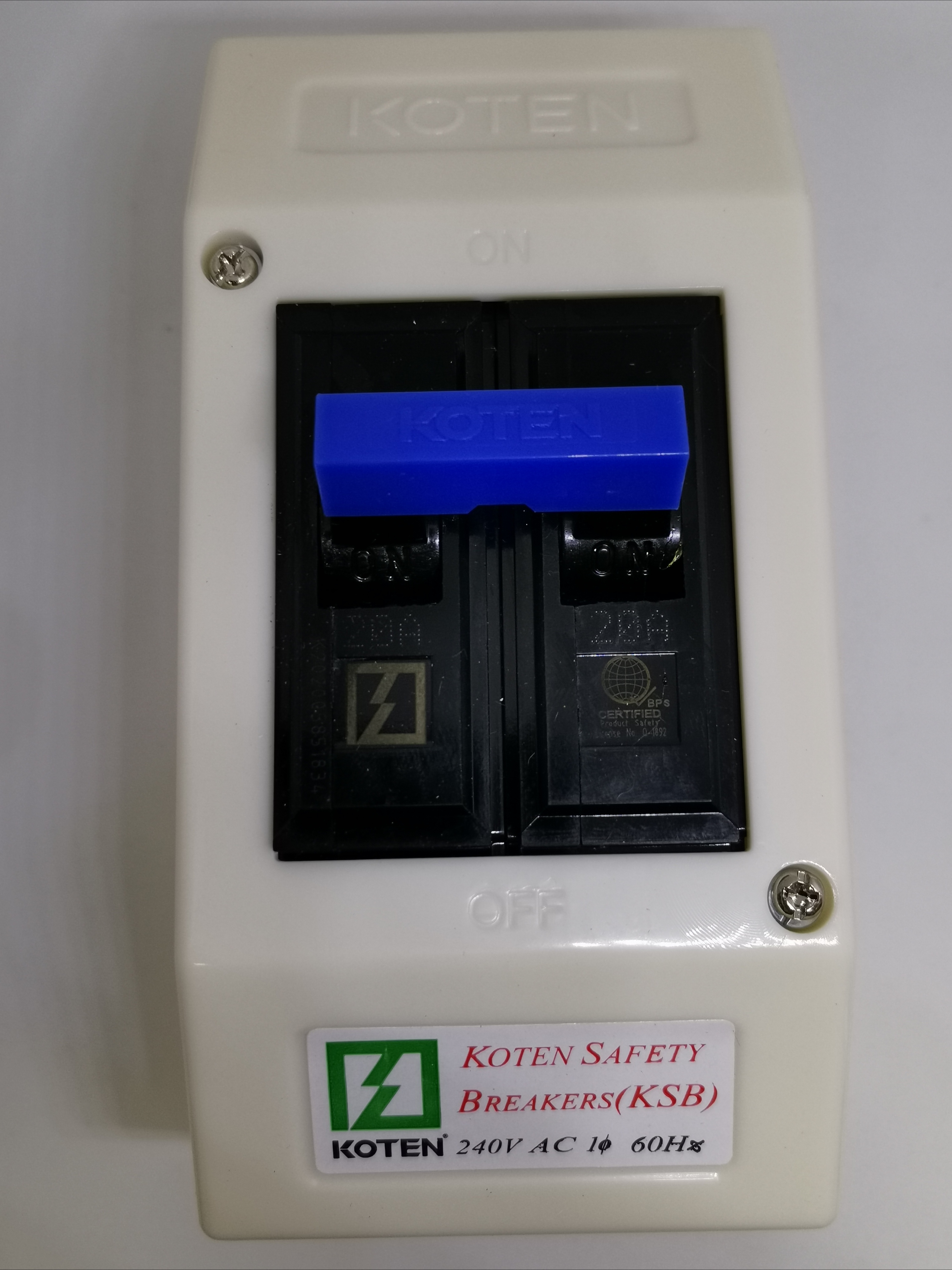 20A Circuit Breaker With Enclosure 2 Pole Single Phase Koten ECB PVC