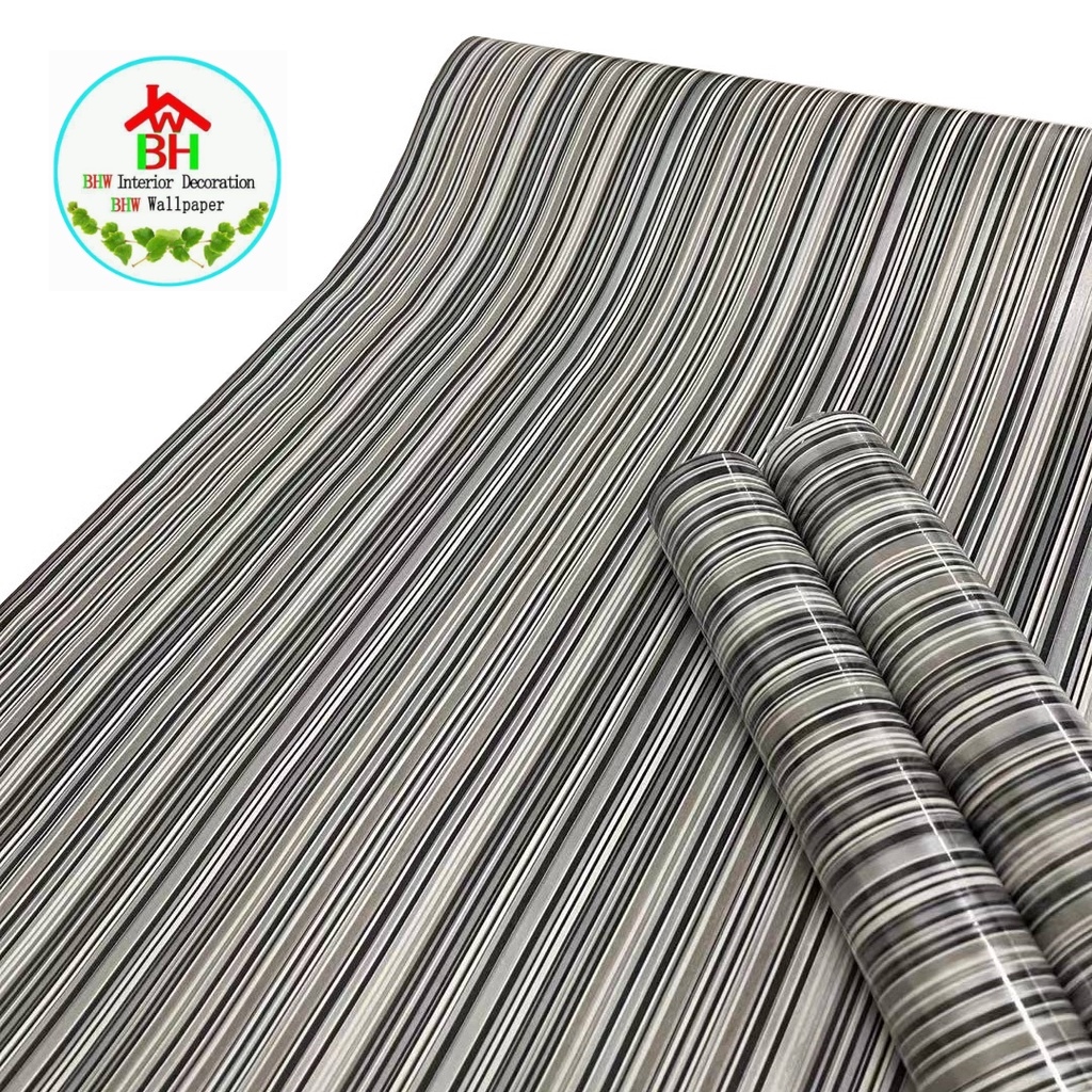 Bhw Striped Wallpaper Pvc Waterproof Self Adhesive Wall Paper Sticker