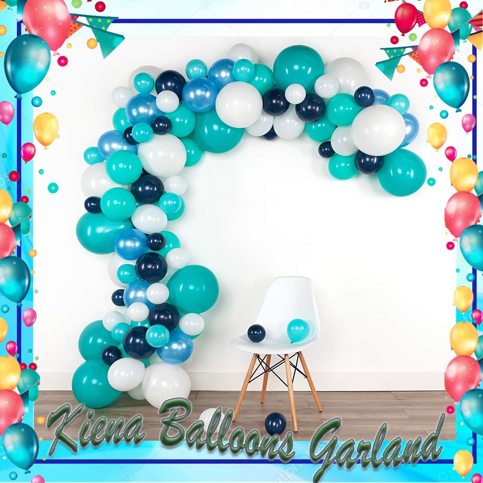 Kiena 16 Ft Balloon Arch Garland Kit 100 Balloons Blue White