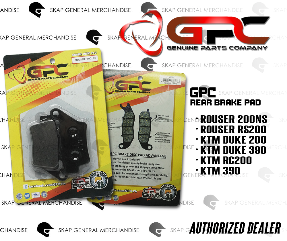 GPC MOTORCYCLE DISC BRAKE PAD REAR ROUSER 200NS RS200 KTM DUKE