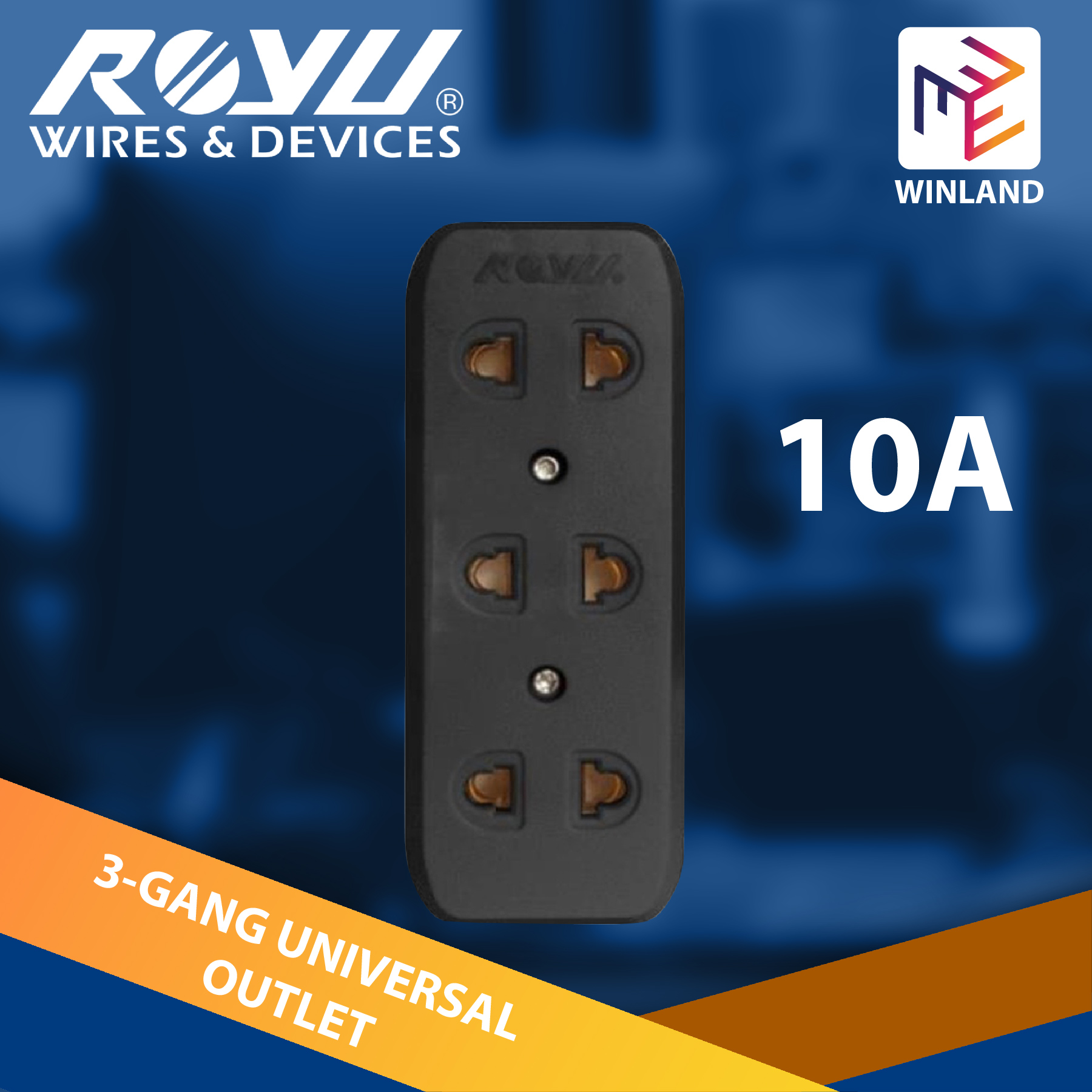 ROYU by Winland 3 Gang Universal Electrical Outlet 10A REDOU103/B