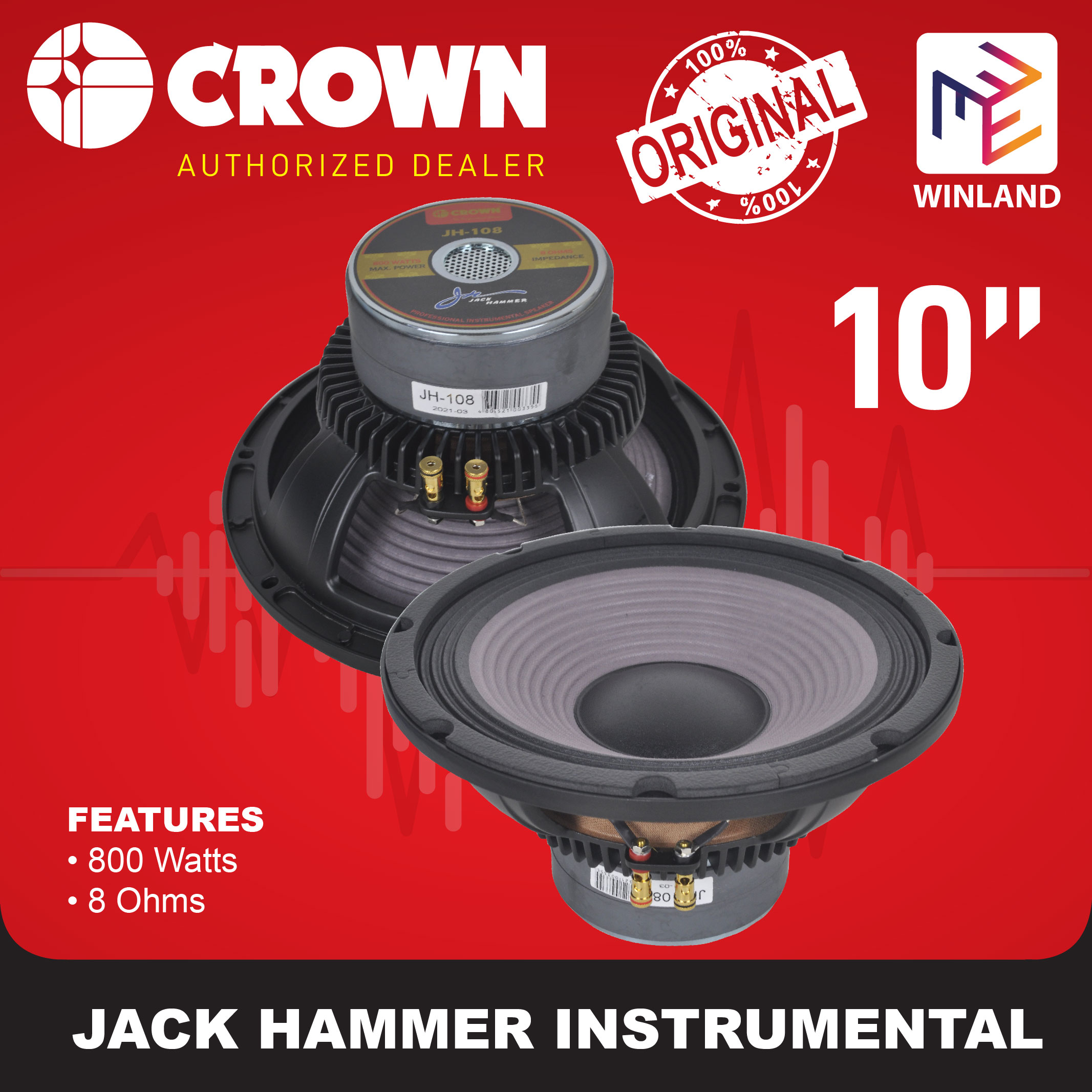 CROWN by Winland Professional Jack Hammer Instrumental Speaker 10