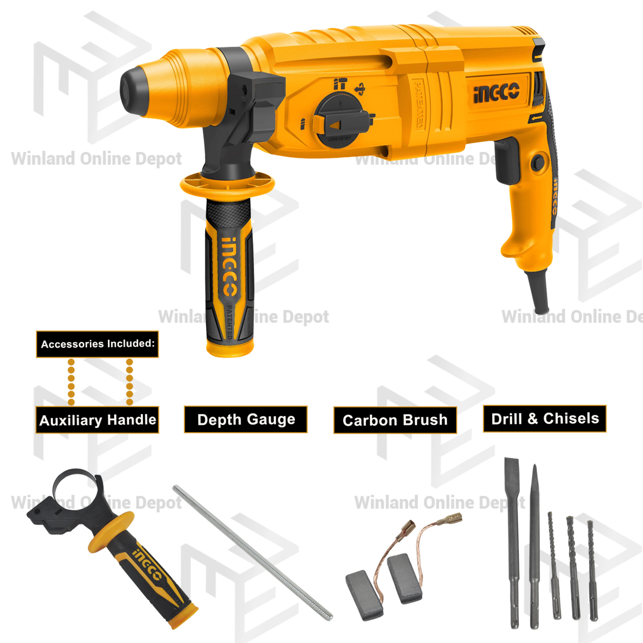 Ingco By Winland Rotary Hammer Drill Sds Plus System 800w Rgh9028