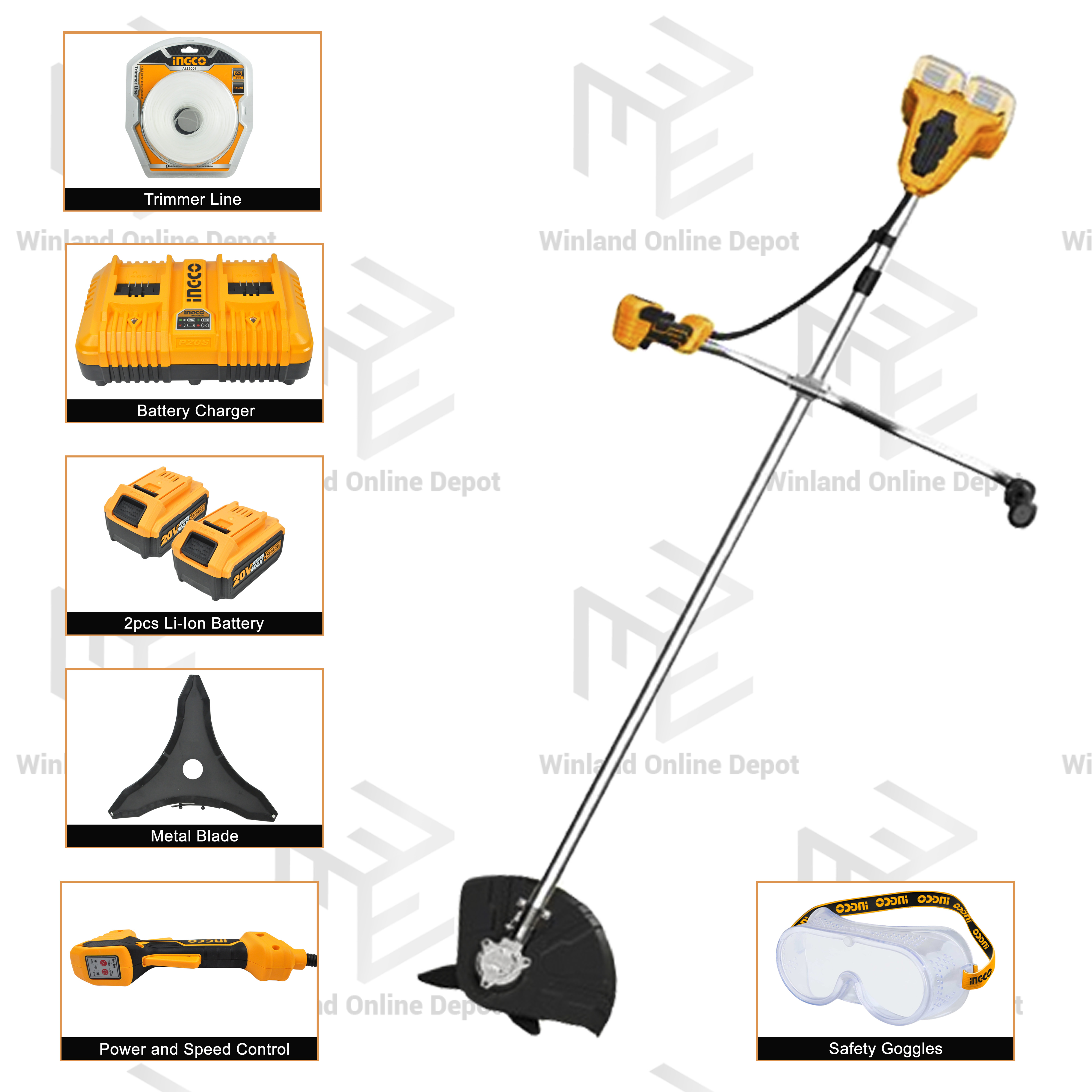 Ingco by Winland Lithium String Trimmer And Brush Cutter CSTLI202522