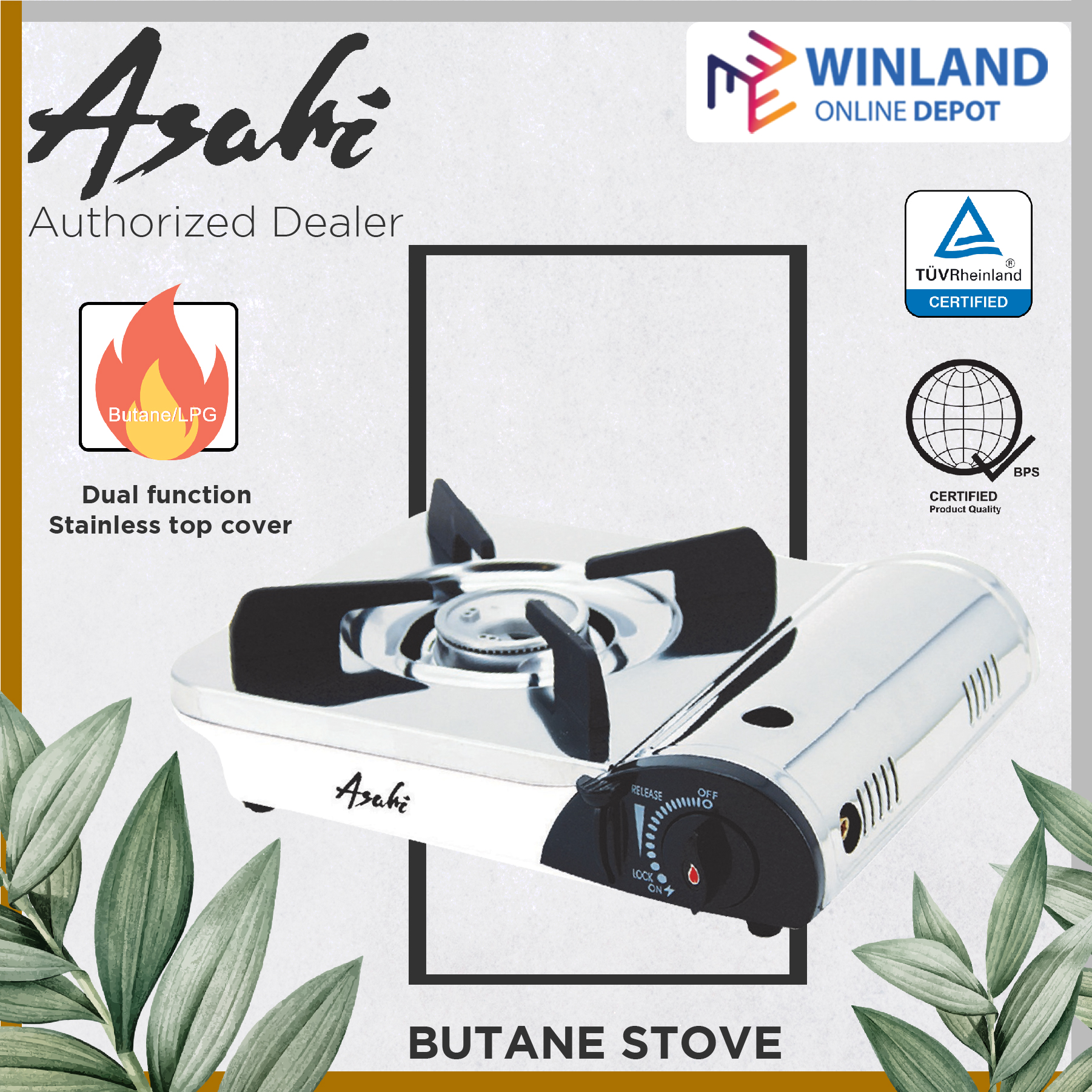 Asahi by Winland 2 in1 Butane and LPG Gas Stove with Energy Saving