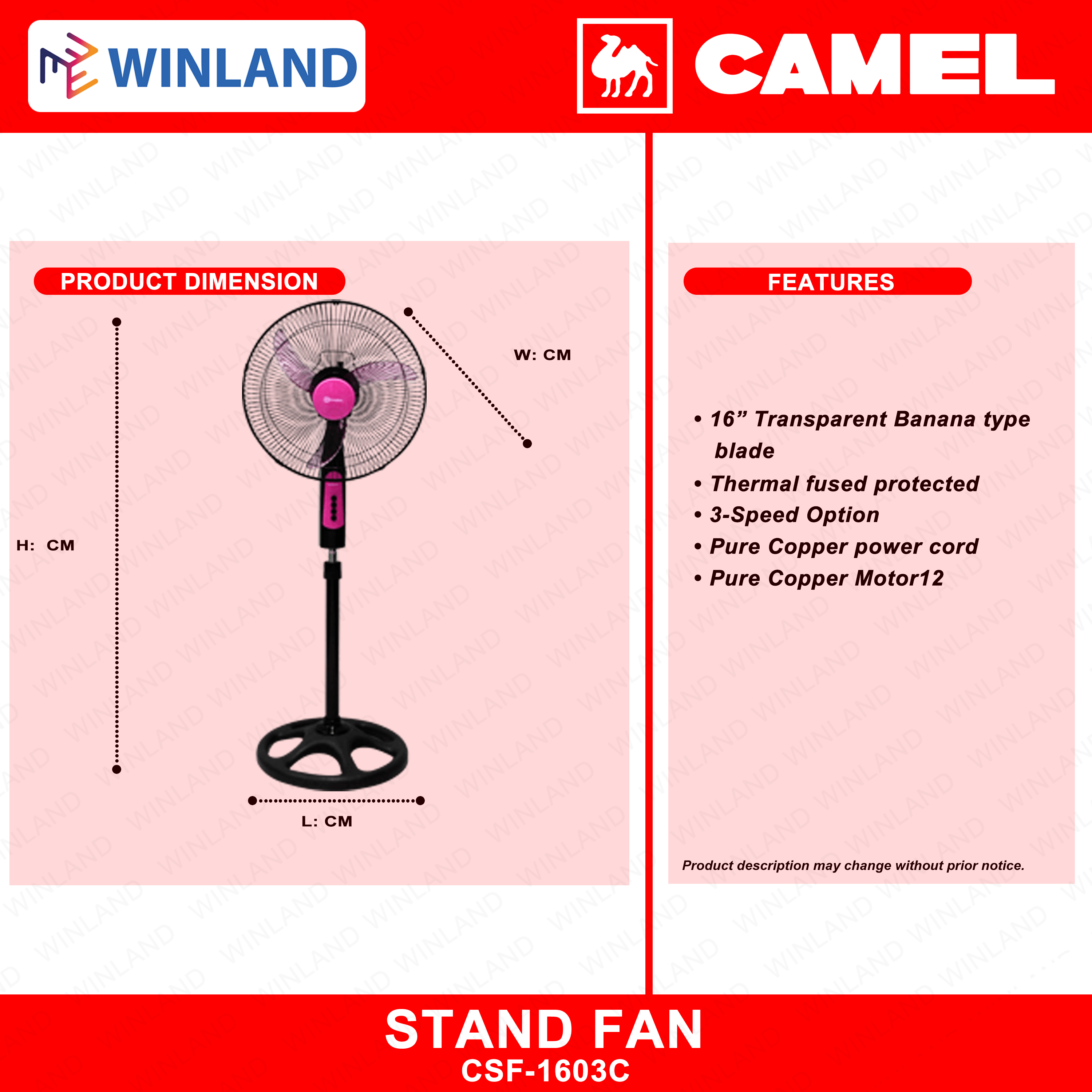 Camel By Winland Amihan Stand Fan Standfan Electric Fan Electricfan