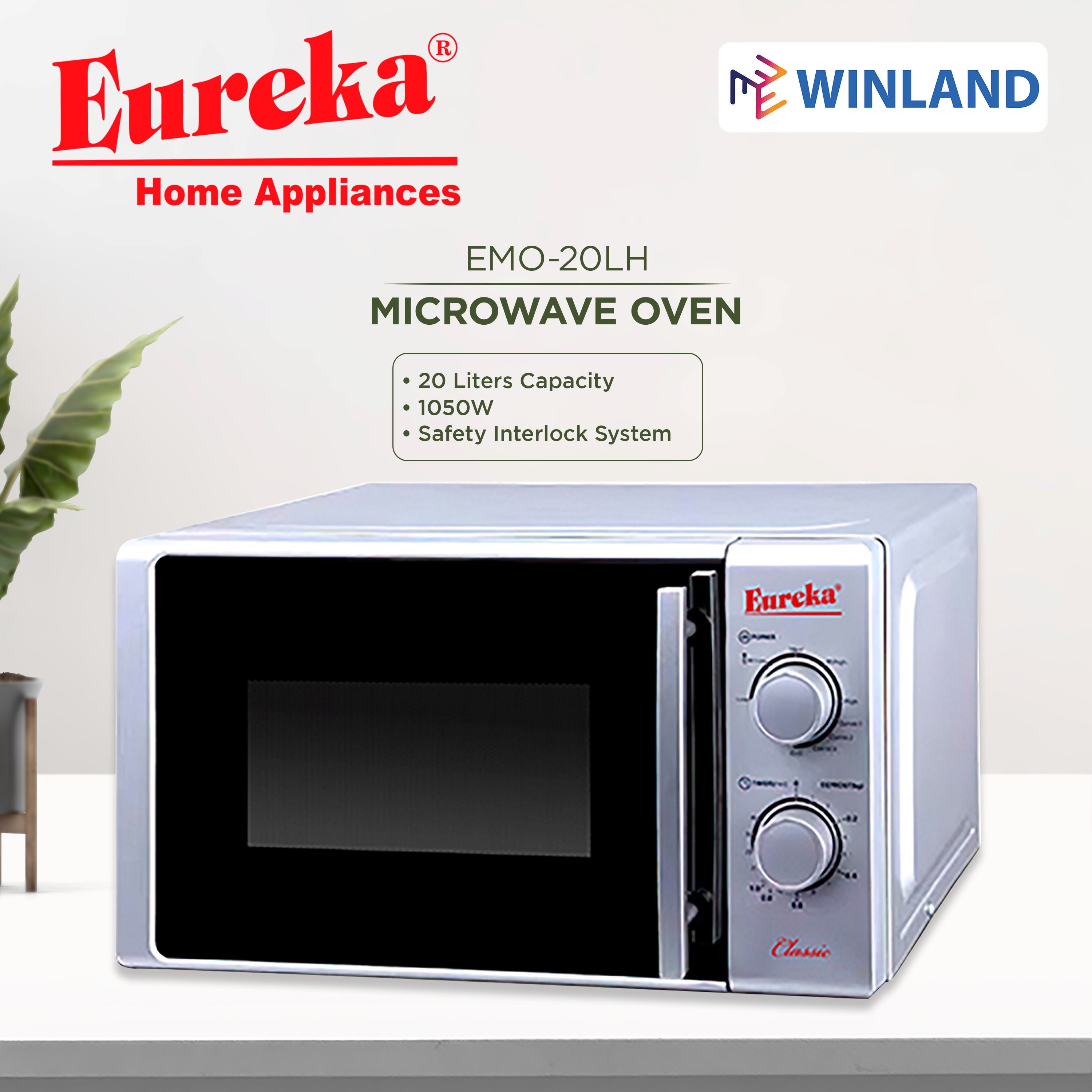 Eureka by Winland 20Liters Classic Stainless Steel Microwave Oven EMO
