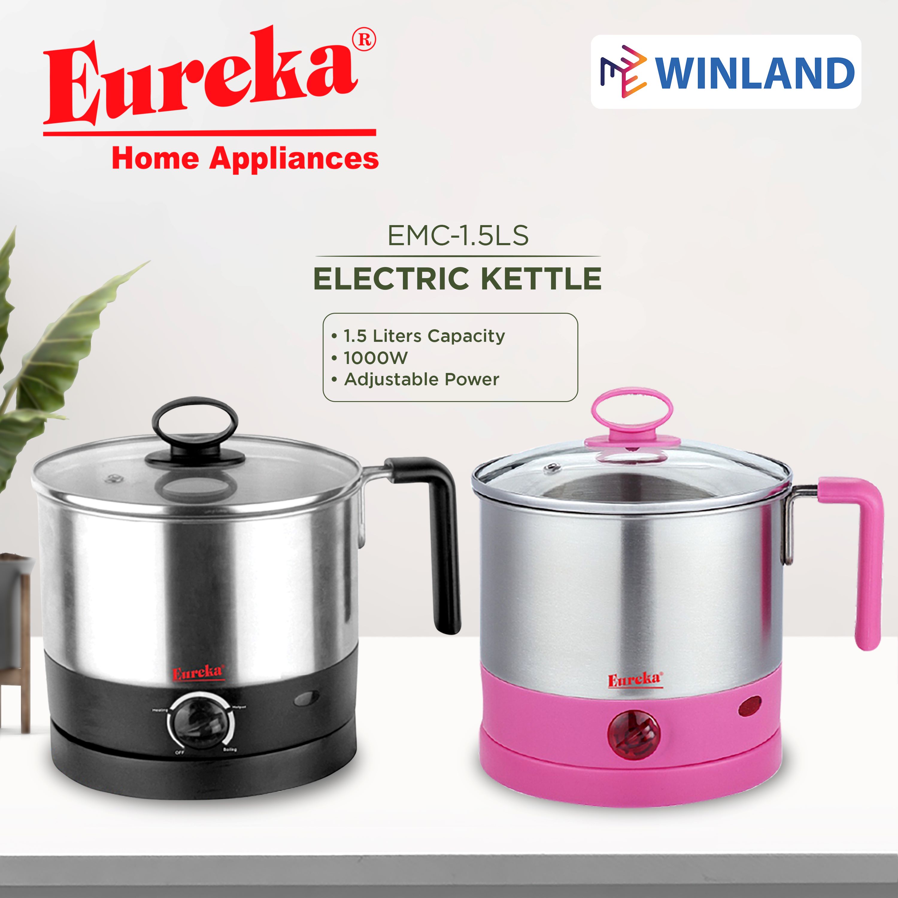 EUREKA by Winland 1.5L MultiCooker Electric Kettle Water Heater with
