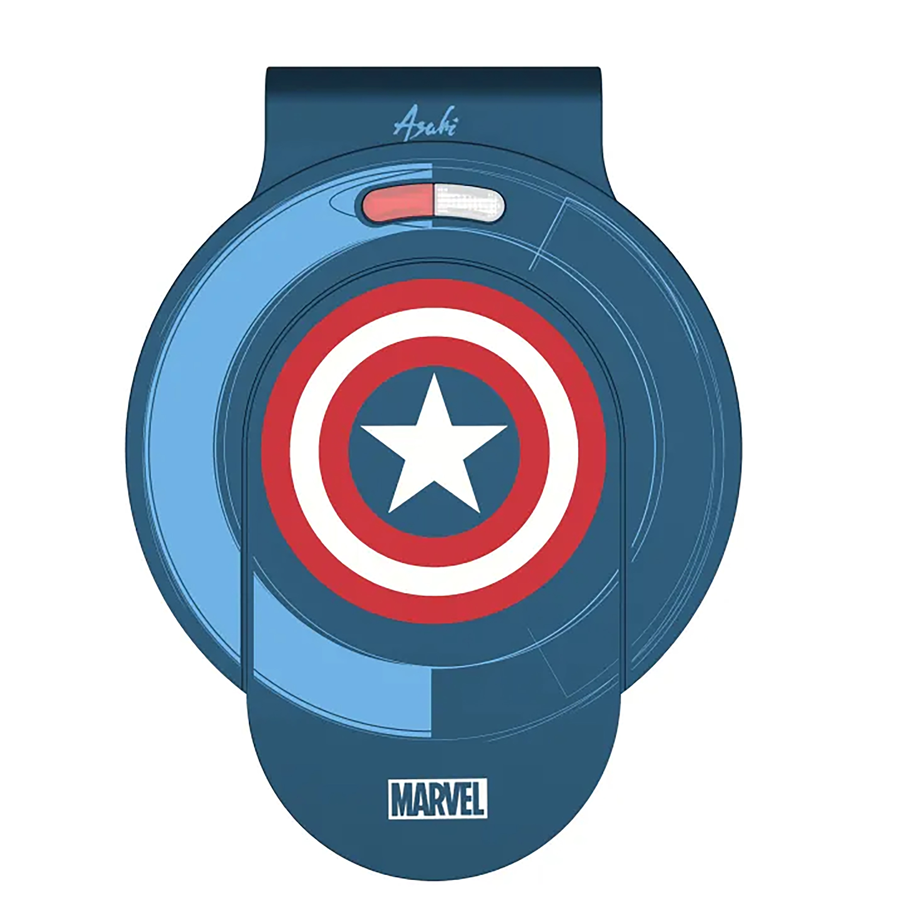 Asahi by Winland Marvel Electric Waffle Maker Captain America logo