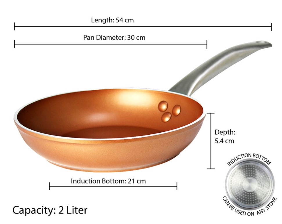 Masflex by Winland Copper Series 30cm Non Stick Fry Pan Induction Ready