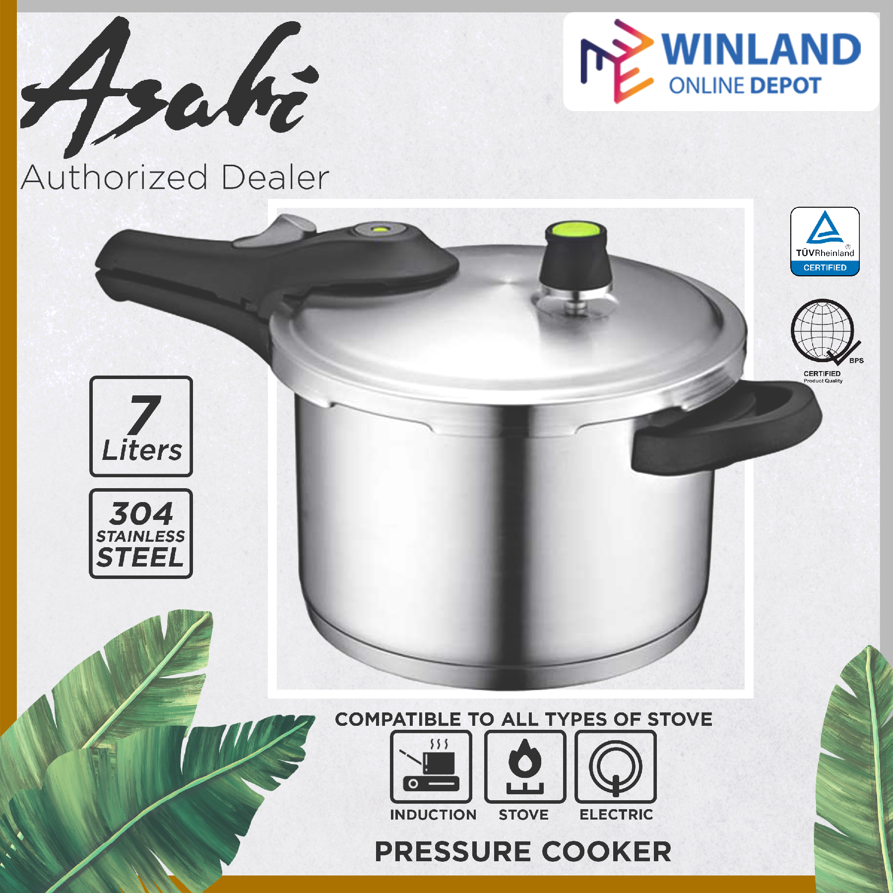 Asahi by Winland 7 Liters MultiProtected Pressure Cooker with