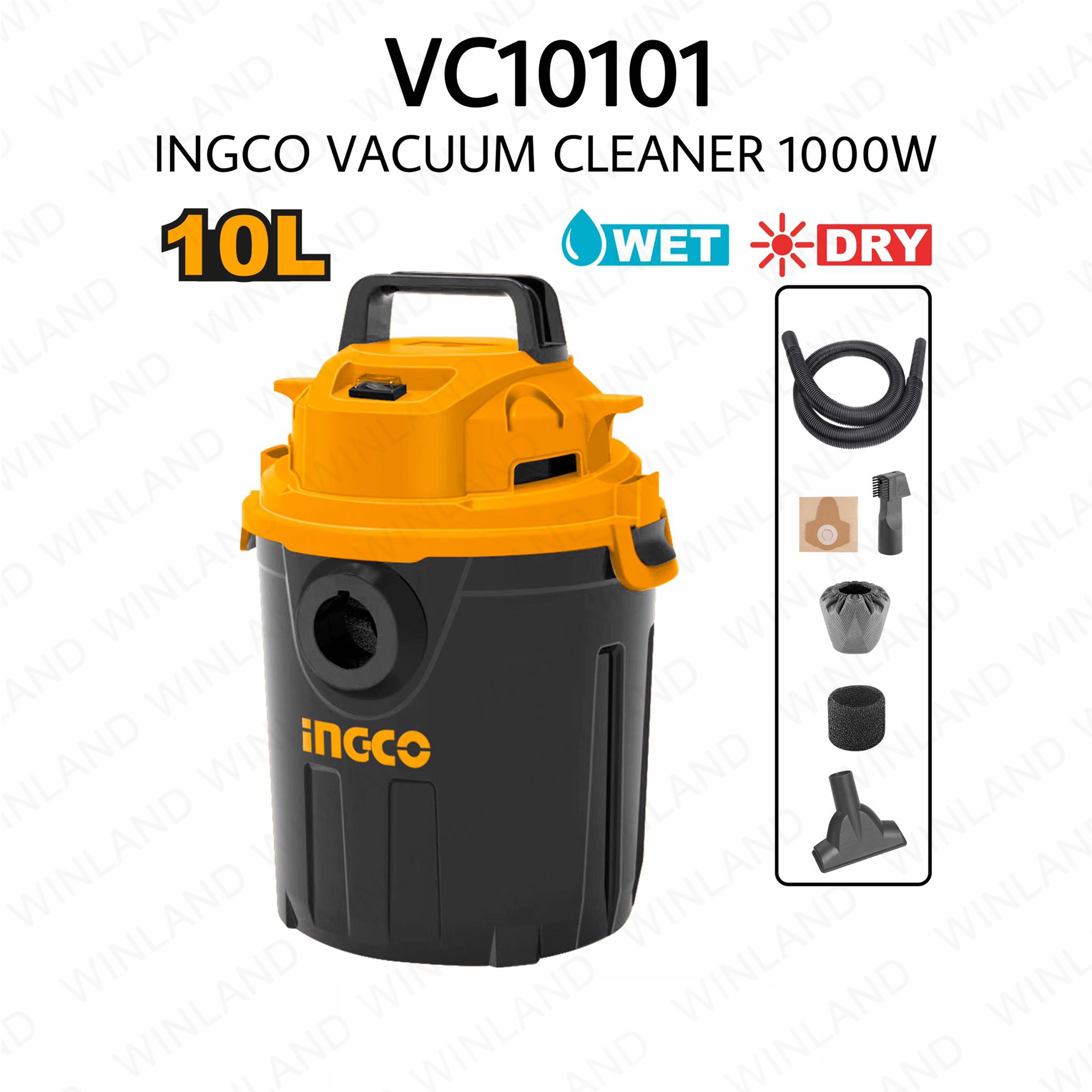 Ingco by Winland 2 in 1 Wet and Dry Vacuum Cleaner 1000watts VC10101