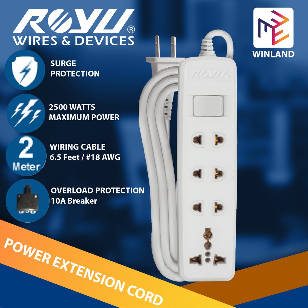 Royu by Winland Power Extension Cord Cable Wire Universal Extension