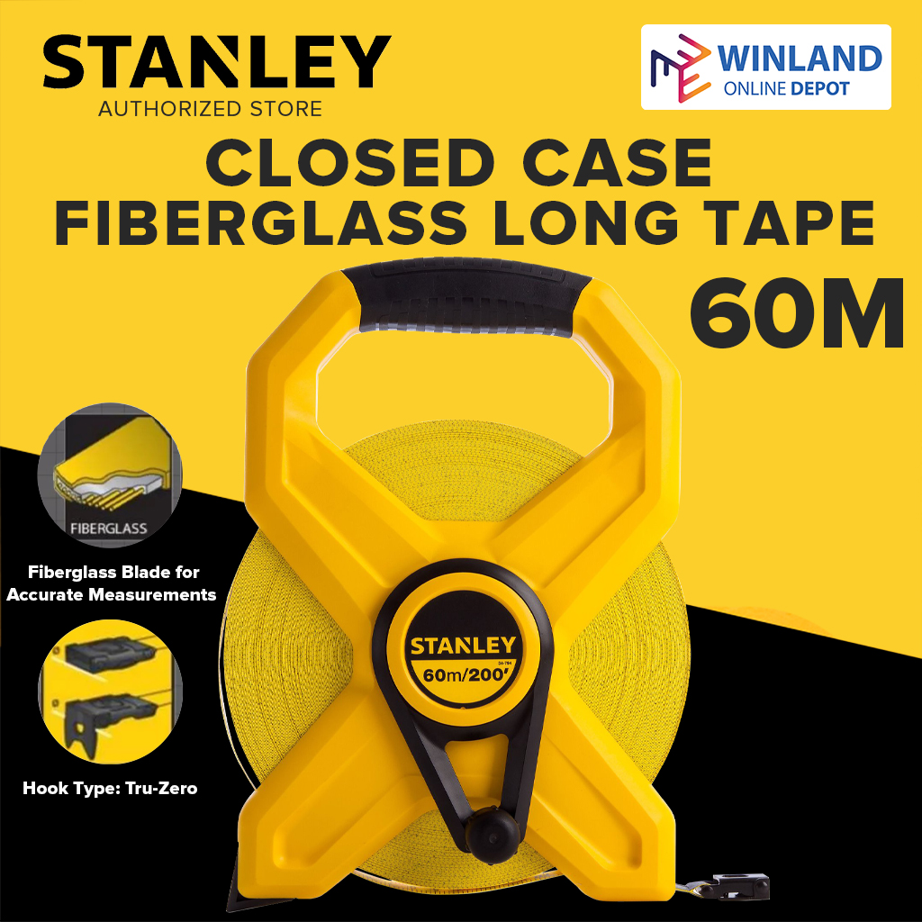 Stanley by Winland 30m/100', 50m/165', 60m/200' Closed Case Fiberglass  Long Tape