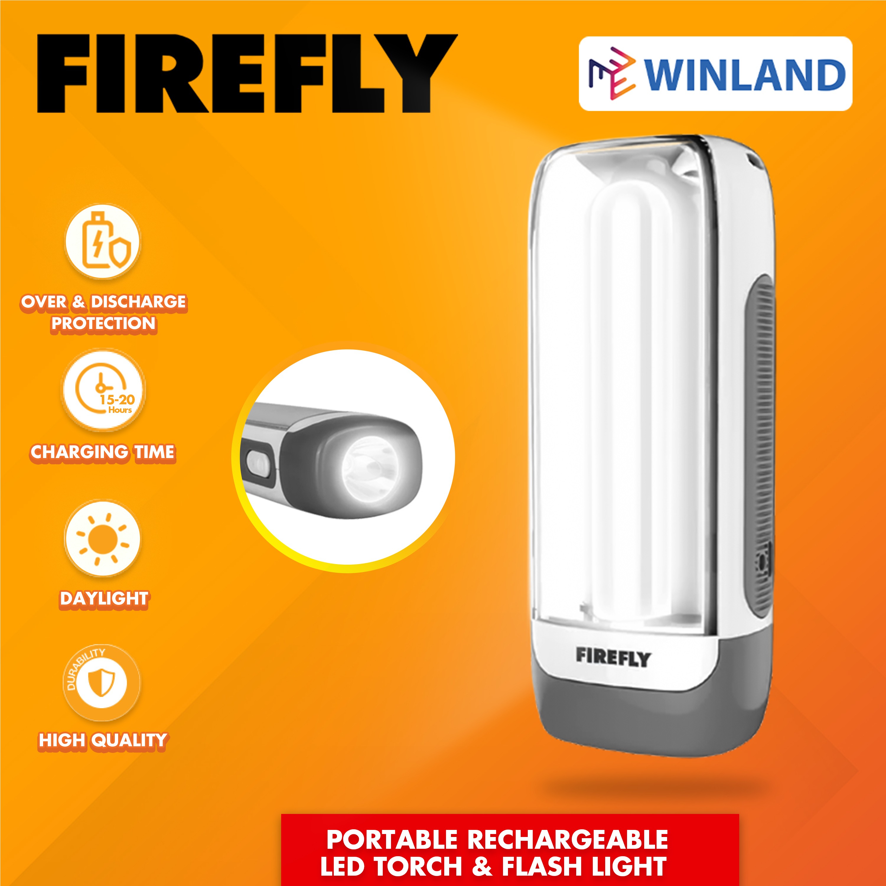 FIREFLY by Winland FEL563 Handy Portable Rechargeable LED Torch Light