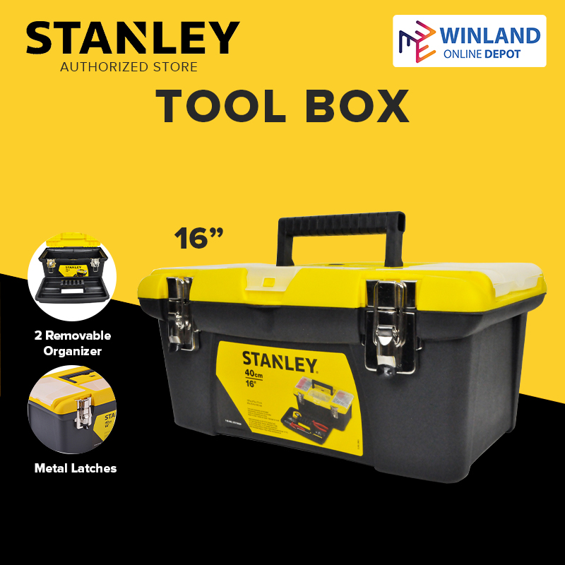 STANLEY by Winland Plastic Tool Box 16 inch Tool Case Storage Jumbo w