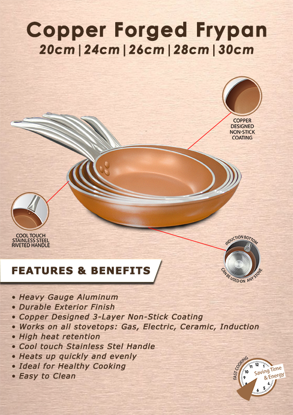 Masflex by Winland Copper Series 28 cm Aluminum Non Stick Fry Pan