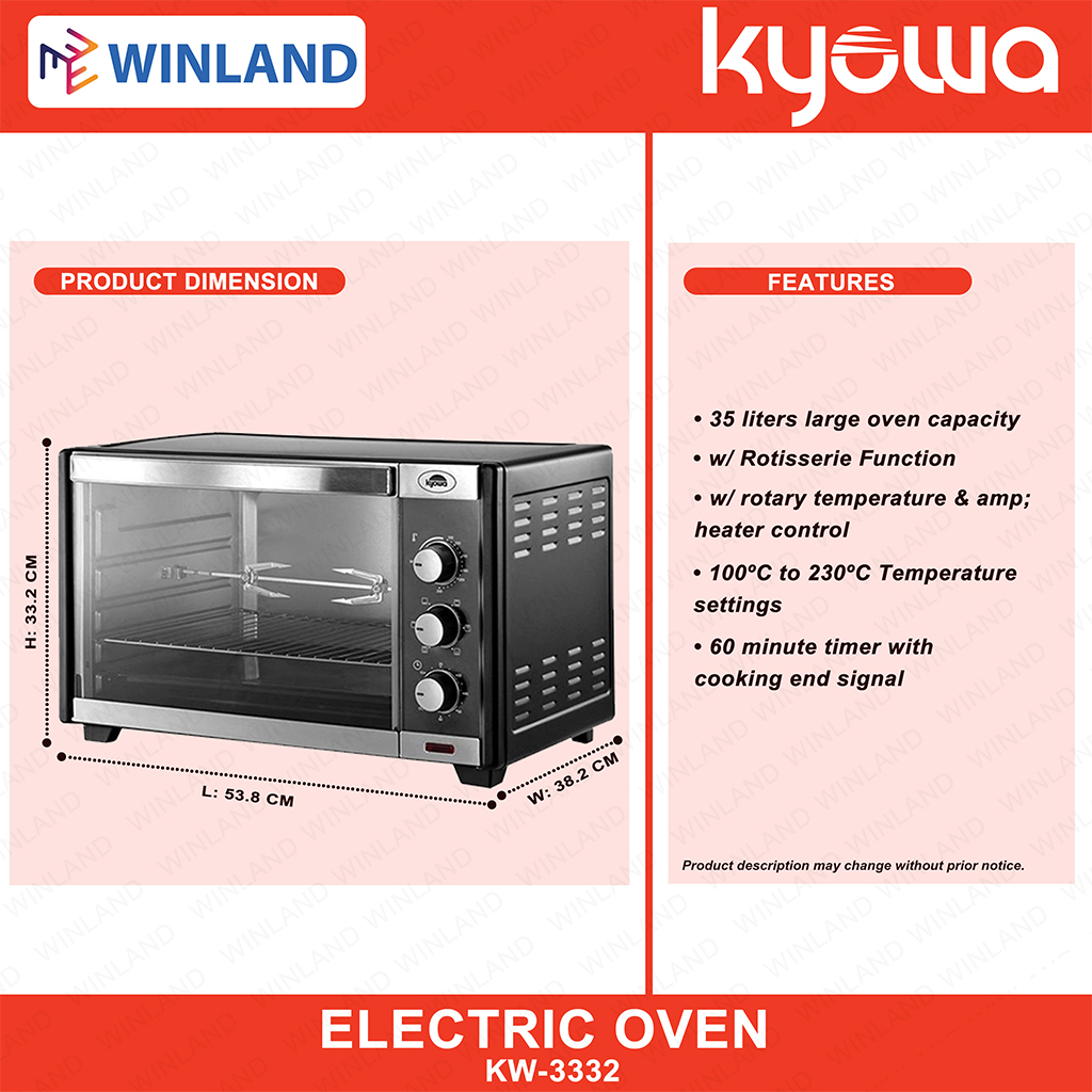 Kyowa by Winland Electric Oven for Baking Bake Roast Toast with