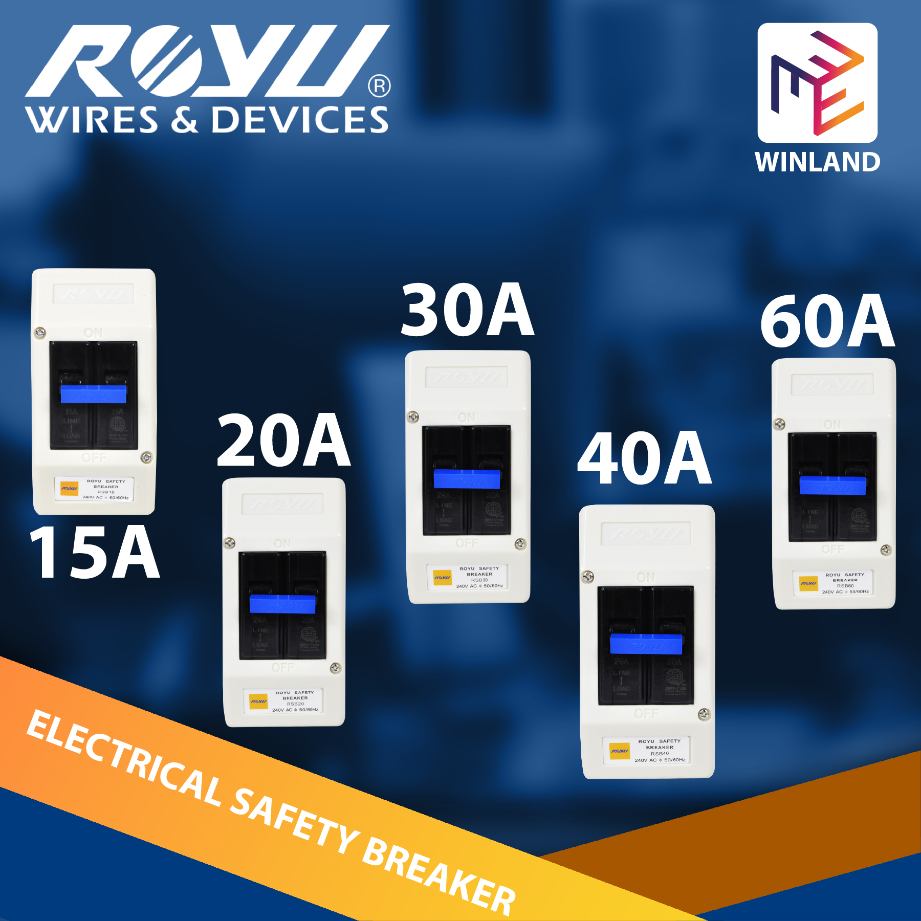 Royu by Winland Electrical Safety Circuit Breaker 15A / 20A / 30A/ 40A