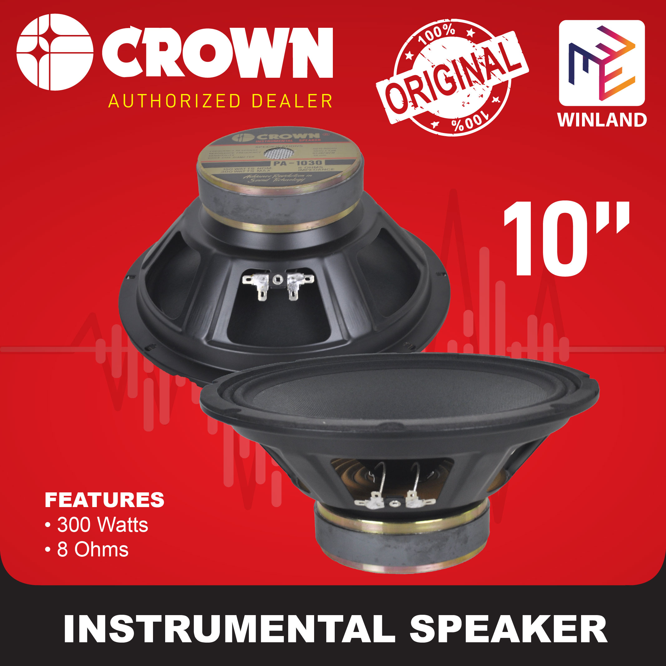 CROWN by Winland Instrumental Professional Speaker 300 Watts Audio