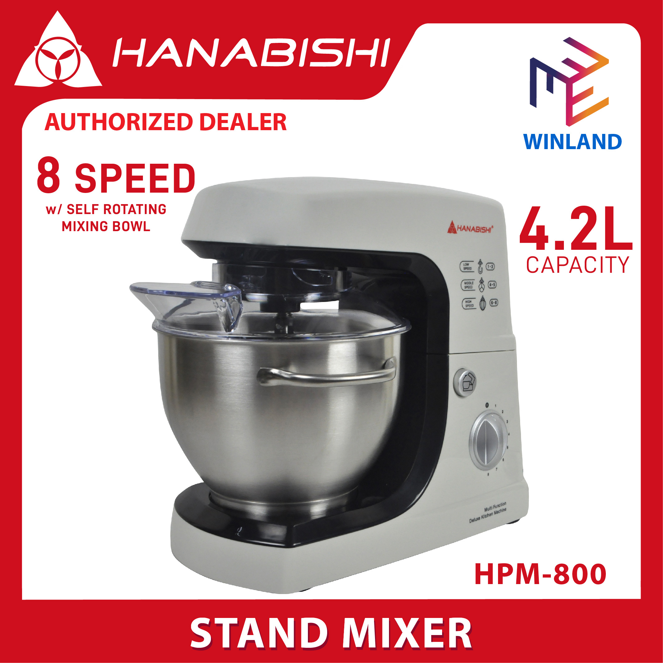 Hanabishi by Winland Professional Stand Mixer with SelfRotating 4.2