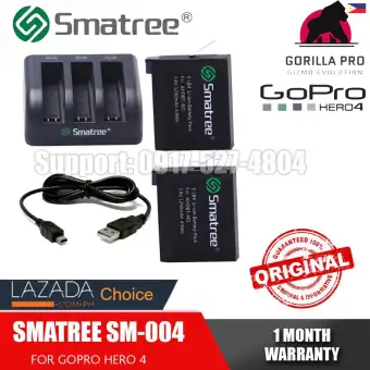 Smatree Sm 004 3 Channel Charger With 2 1290mah Battery For Gopro