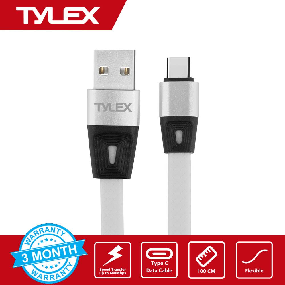 Tylex Flat C01 100cm Reversible Type-C USB Data Cable for Android (White)