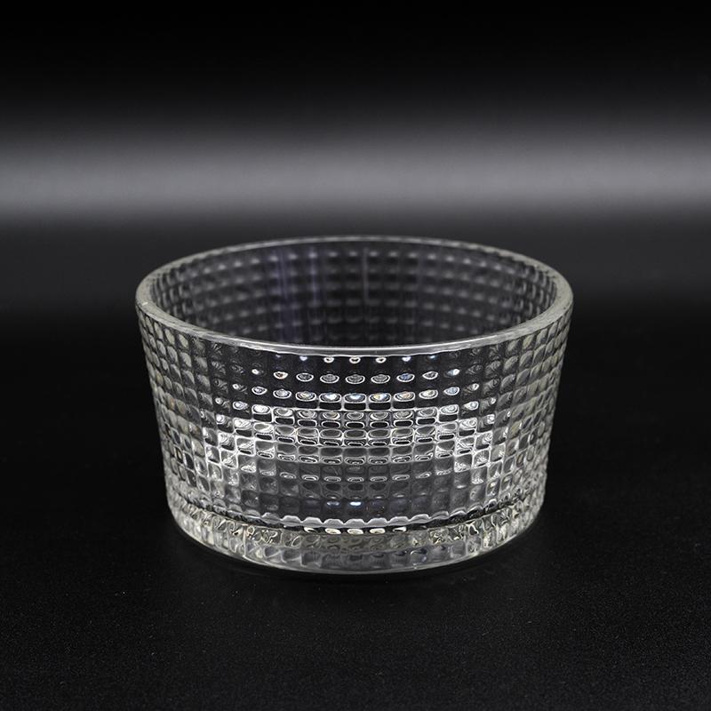 Skye Dee France Import Transparent Glass Vertical Striped Appetizer Side Dishes Cup Glass Bowl Salad Bowl Fruit Bowl