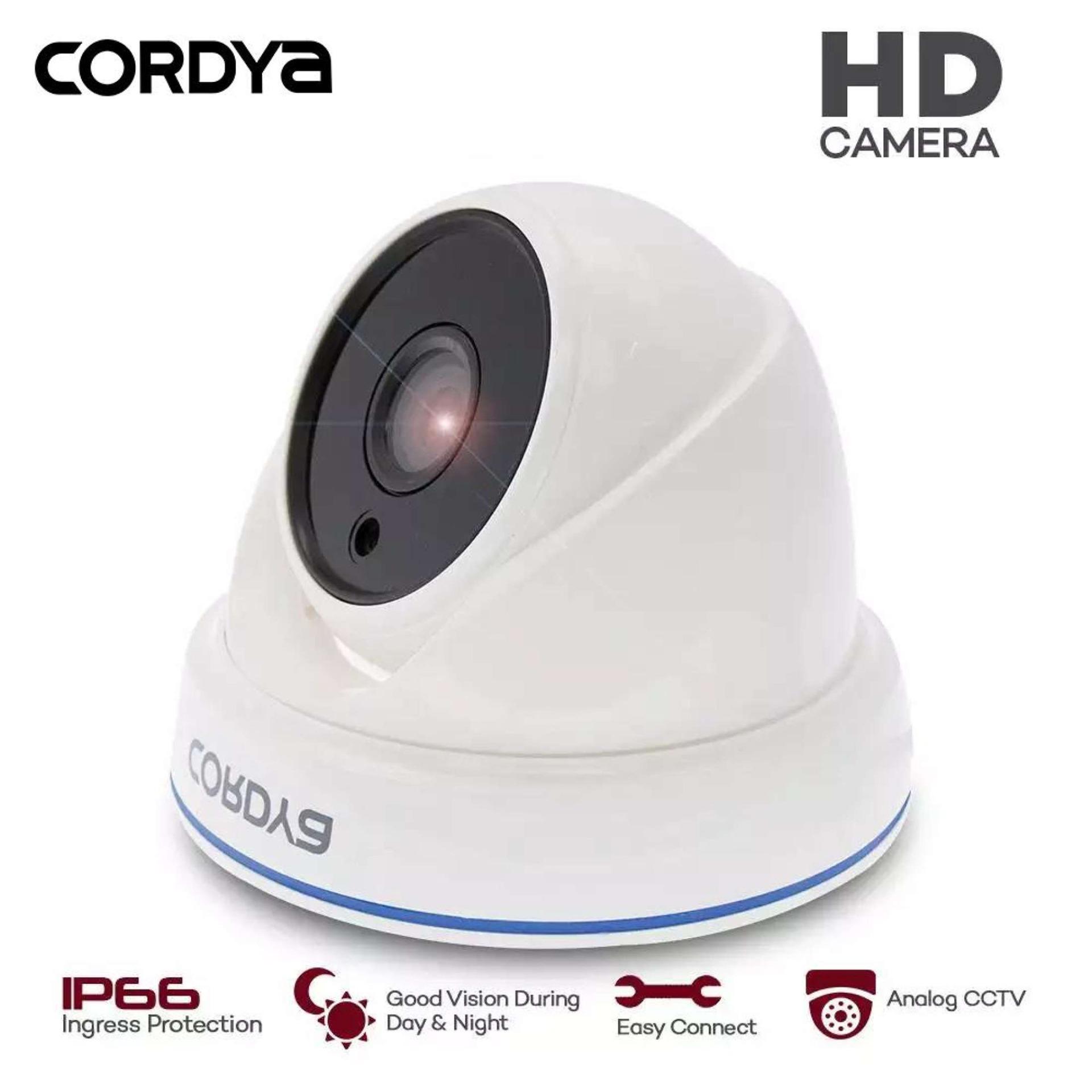 Cordya 1153AHD AHD IP66 2.0 MP 3.6MM Night Vision Analog CCTV 1PC Plastic Dome Camera (White)