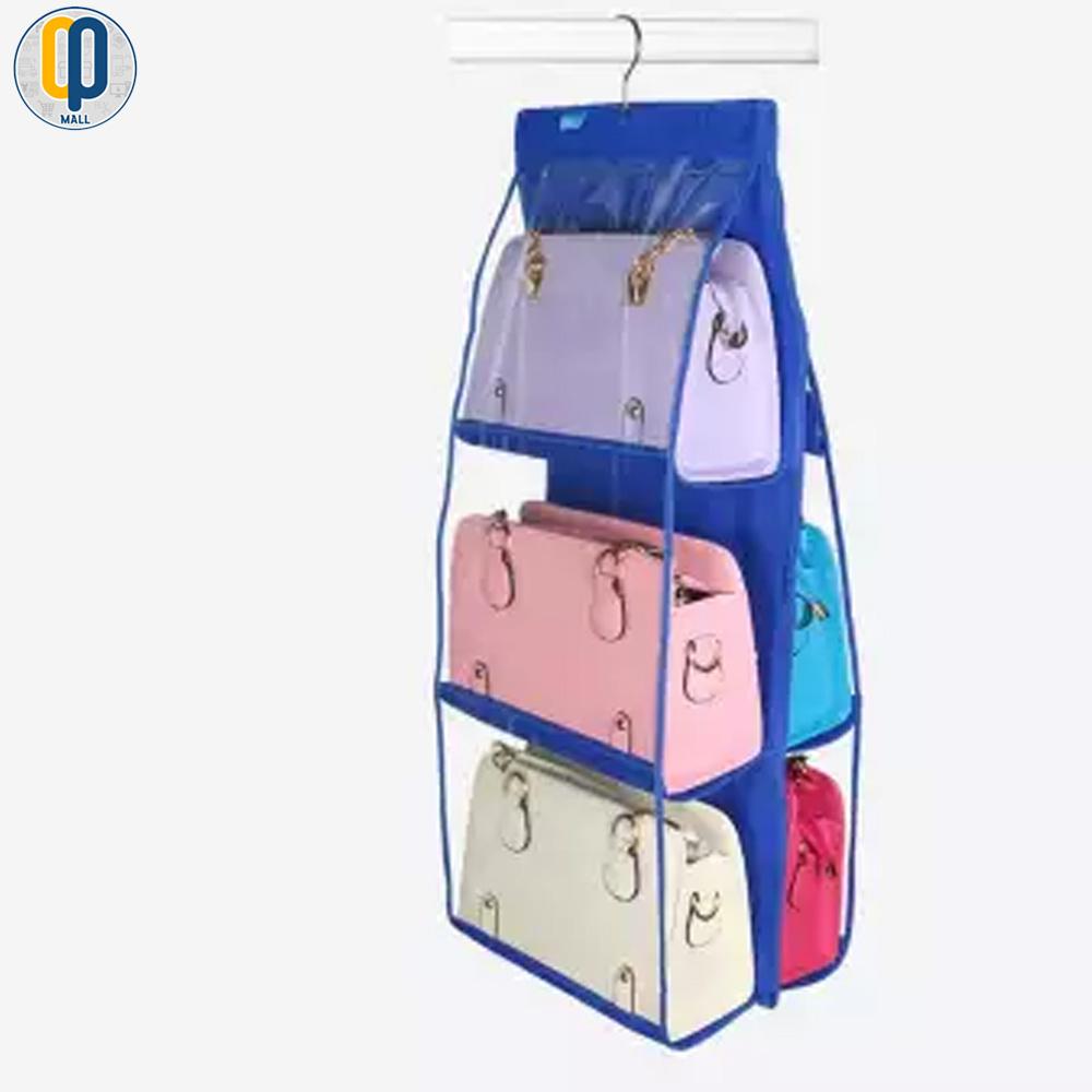 Handbag Bag Storage Holder 6 Pockets Hanging Shelf Hanger Purse Rack Organizer