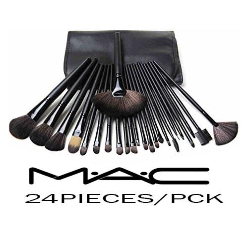 Mac 24 Pieces Professional Makeup Brush Set In Leather Pouch Mugeek