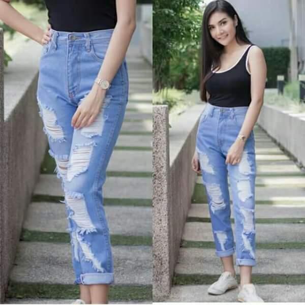 Tattered high hot sale waisted jeans