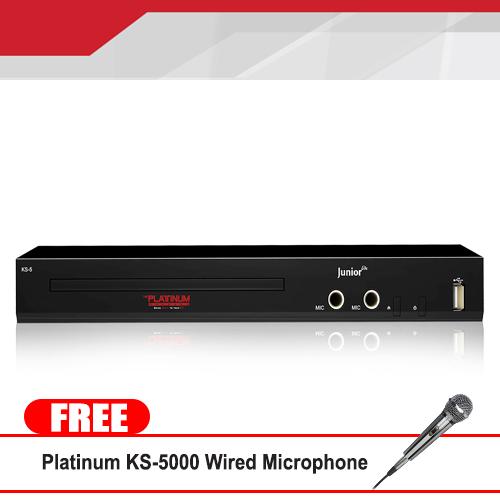 THE PLATINUM KOOL SOUND JUNIOR LITE KS-5 DVD KARAOKE PLAYER(BLACK) WITH 9,709 SONGS WITH FREE PLATINUM KS-5000 WIRED MICROPHONE