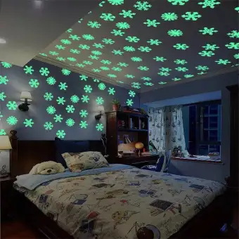 Home Wall Light Green Glow In The Dark Frozen Snow Flakes Snowflake Snowflakes Stickers Decal Baby Room 50pcs