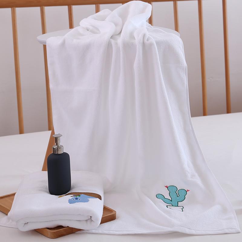 100% Cotton Dày Khăn Tắm Người Lớn Nam Giới Và Phụ Nữ Cặp Đôi 100% Cotton Mềm Mại Hút Nước Hoạt Hình Nghề Thêu Trắng Tăng Bọc Khăn Tắm