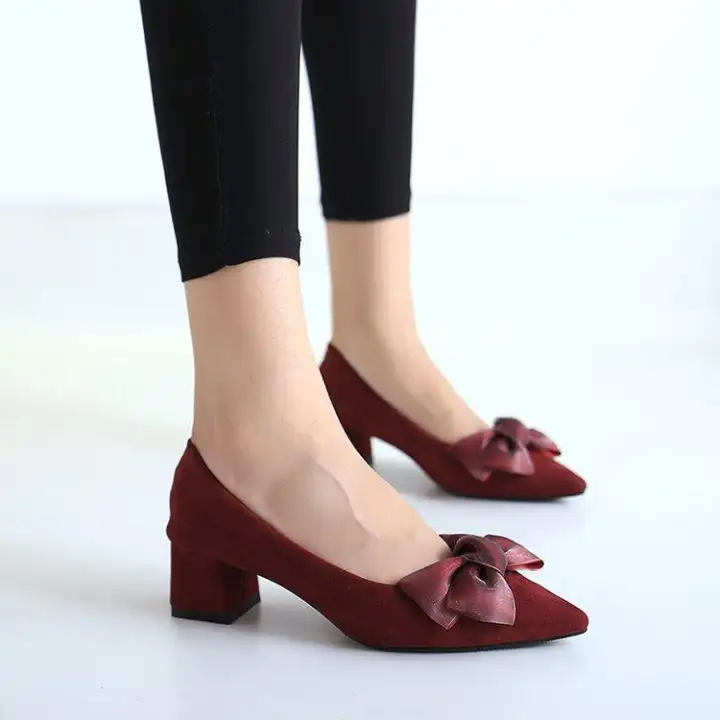 block heel with bow