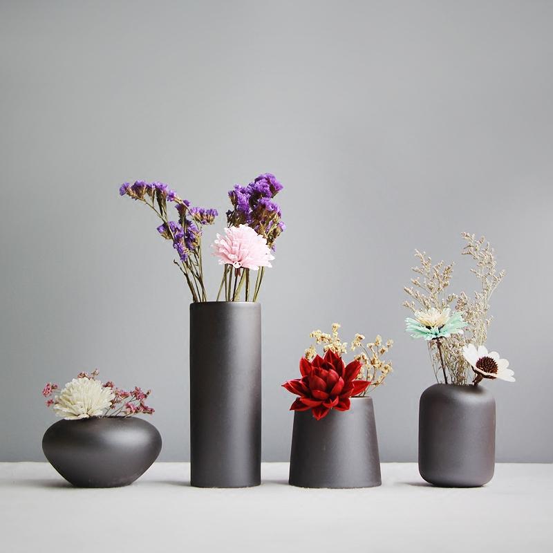 Hoa Khô Cắm Hoa Phục Cổ Bình Cắm Hoa Phong Cách Nhật Bản Đen Gốm Lọ Hoa Đồ Dùng Gia Đình Đồ Trang Trí Phòng Khách Vật Trang Trí Bình Thủy Tinh Trồng Hoa Chậu Hoa