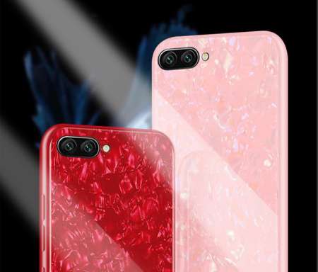 Hard Marbling Shell Protective Phone Case Tempered Glass Back Cover for OPPO A3S