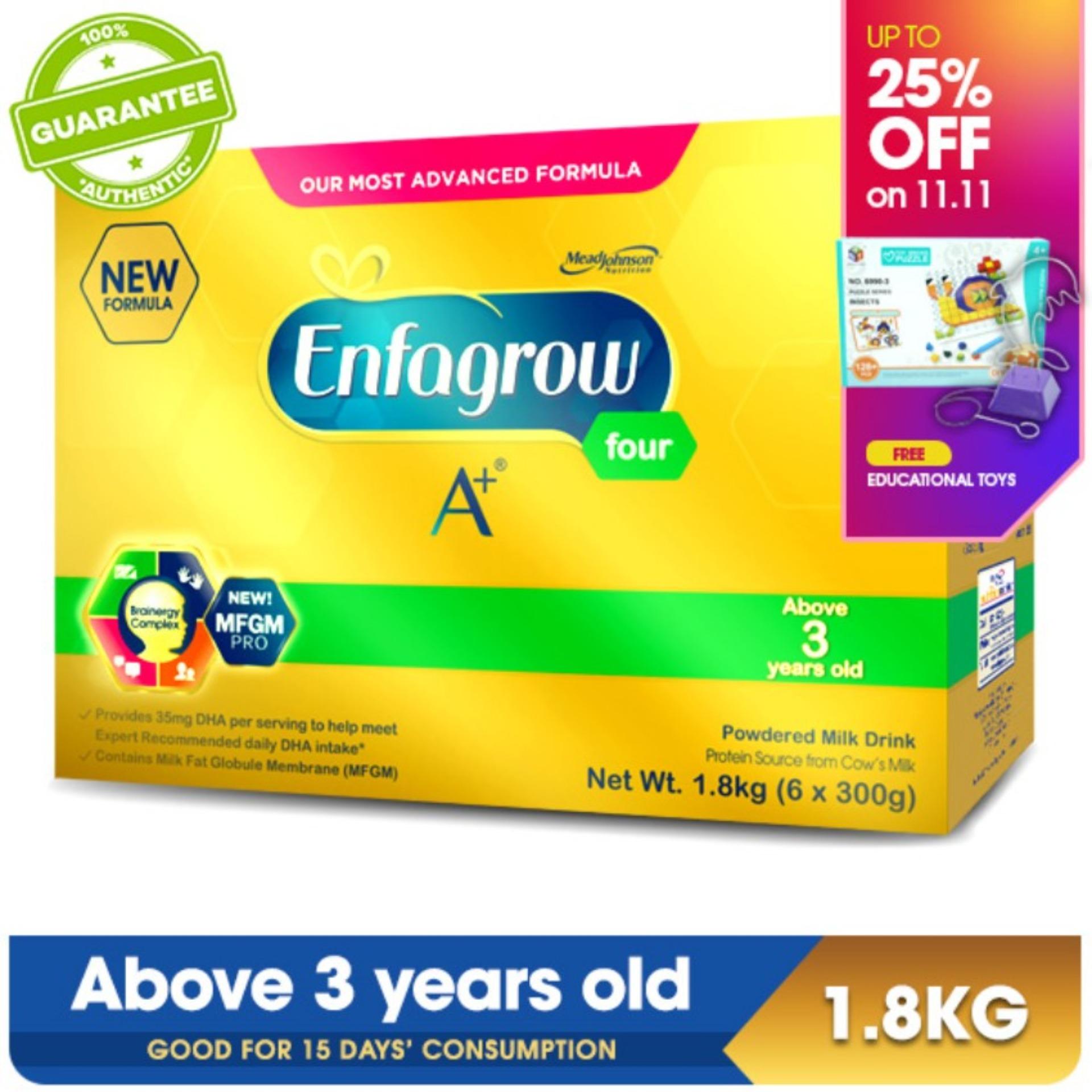 Enfagrow A+ Four Powdered Milk Drink for 3+ Years Old 1.8kg with FREE Educational Toys