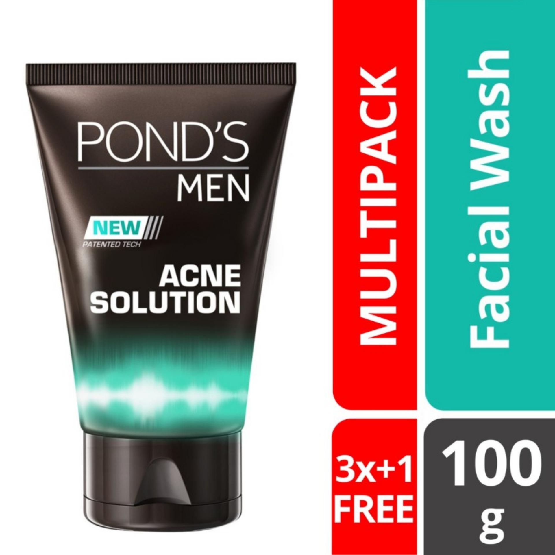 Pond's Men Facial Wash Acne Solution 4x100g Multipack